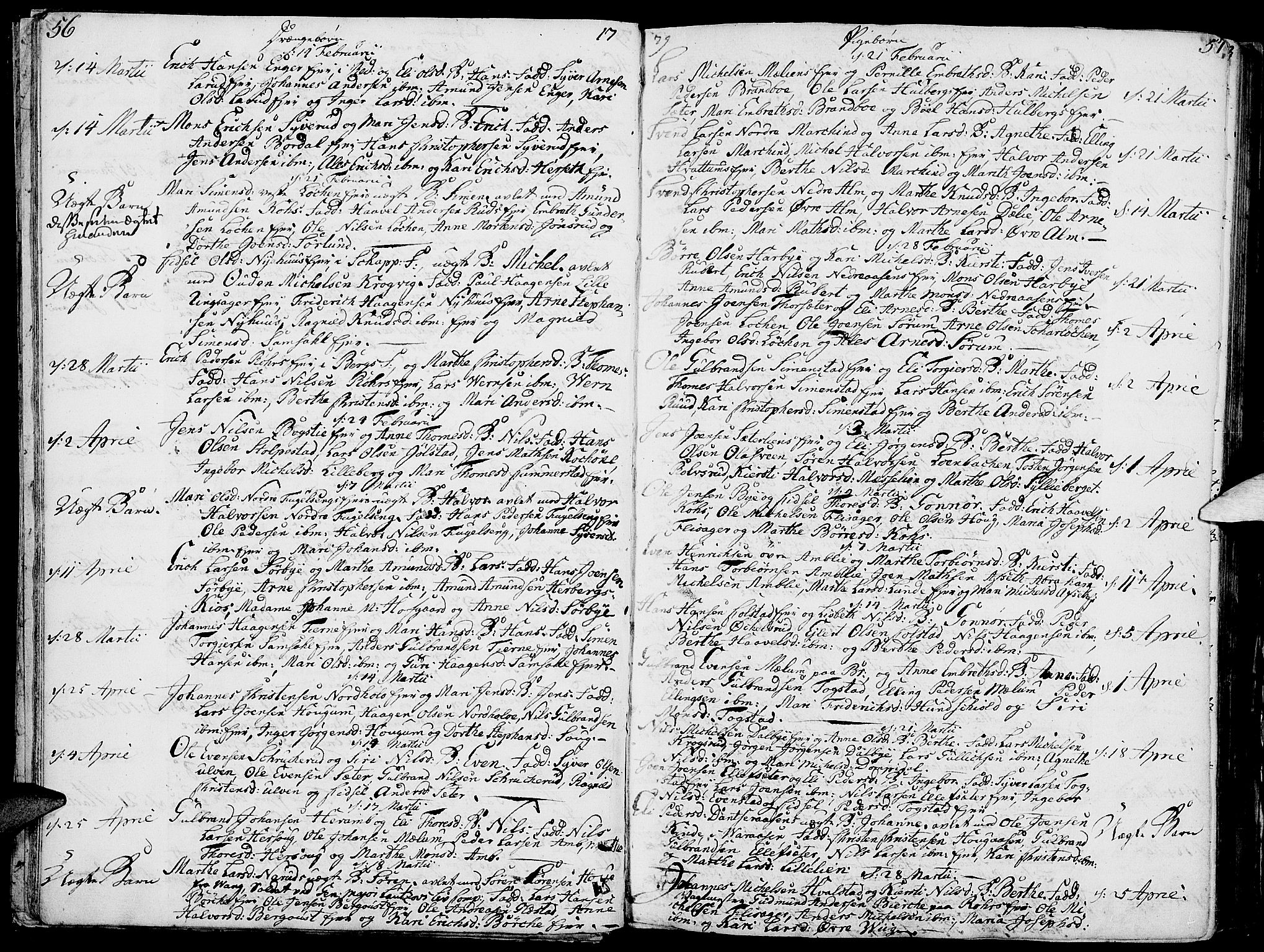 Ringsaker prestekontor, AV/SAH-PREST-014/K/Ka/L0003: Parish register (official) no. 3, 1775-1798, p. 56-57