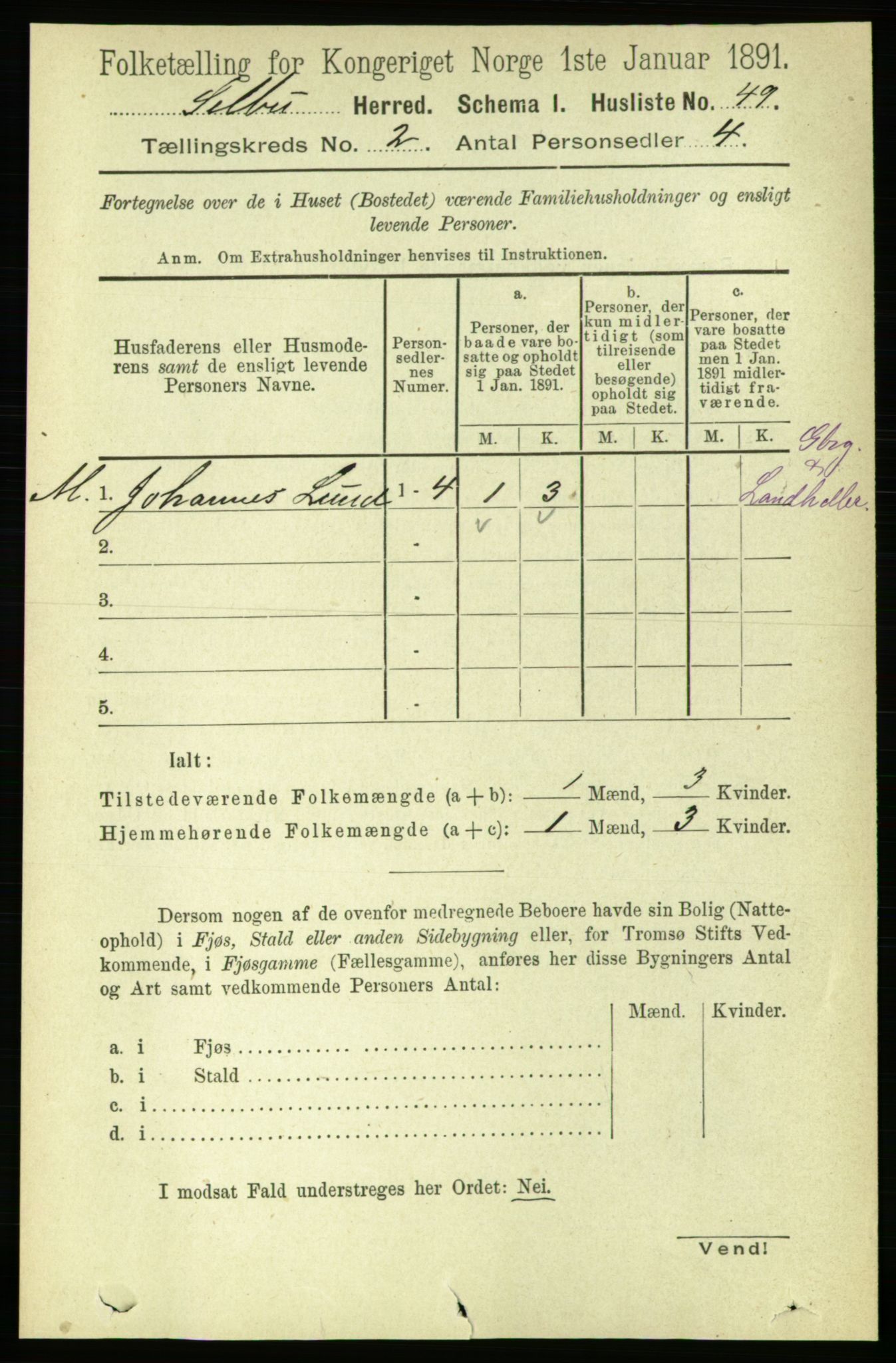 RA, 1891 census for 1664 Selbu, 1891, p. 260