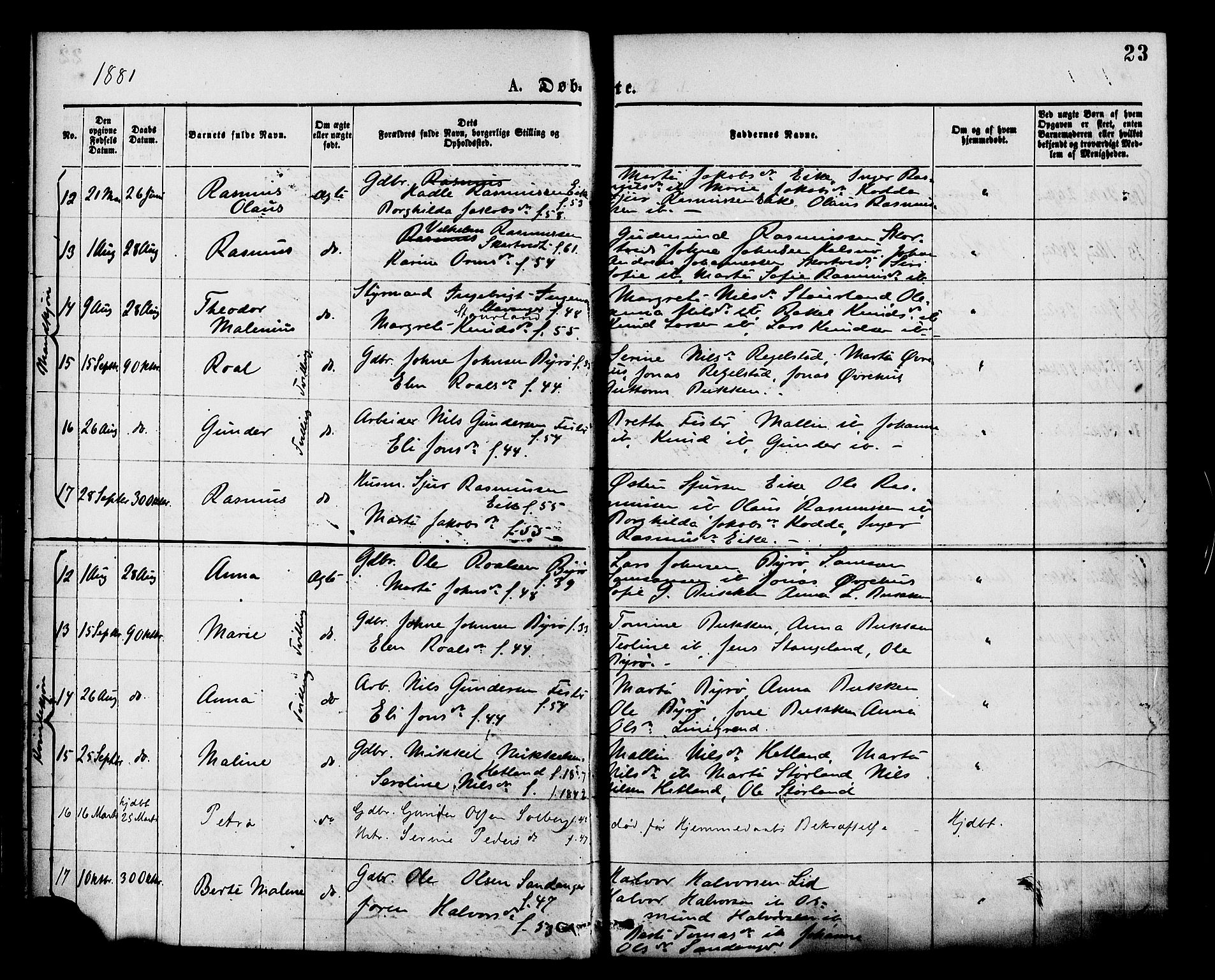 Hjelmeland sokneprestkontor, AV/SAST-A-101843/01/IV/L0013: Parish register (official) no. A 13, 1872-1886, p. 23