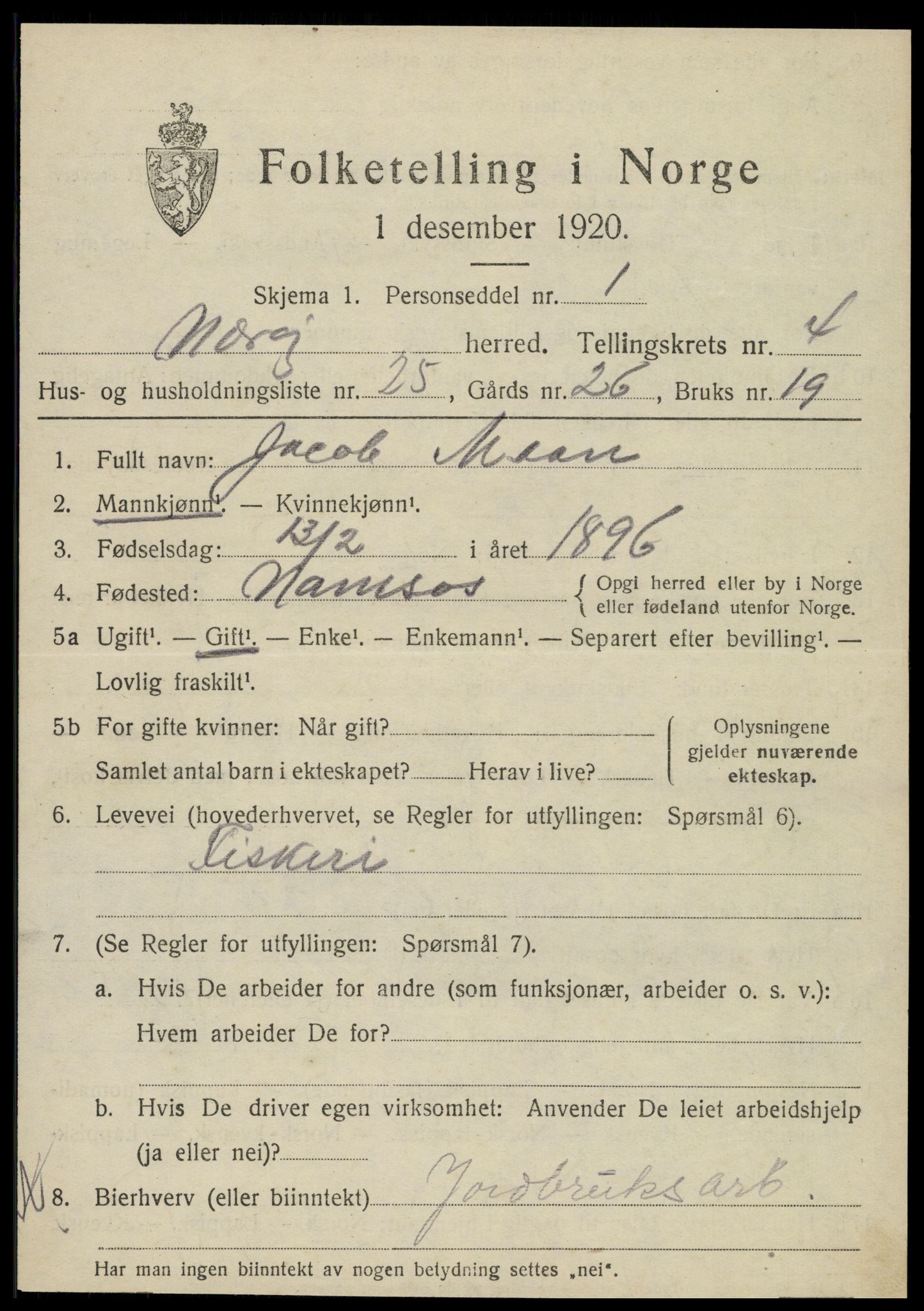 SAT, 1920 census for Nærøy, 1920, p. 2433