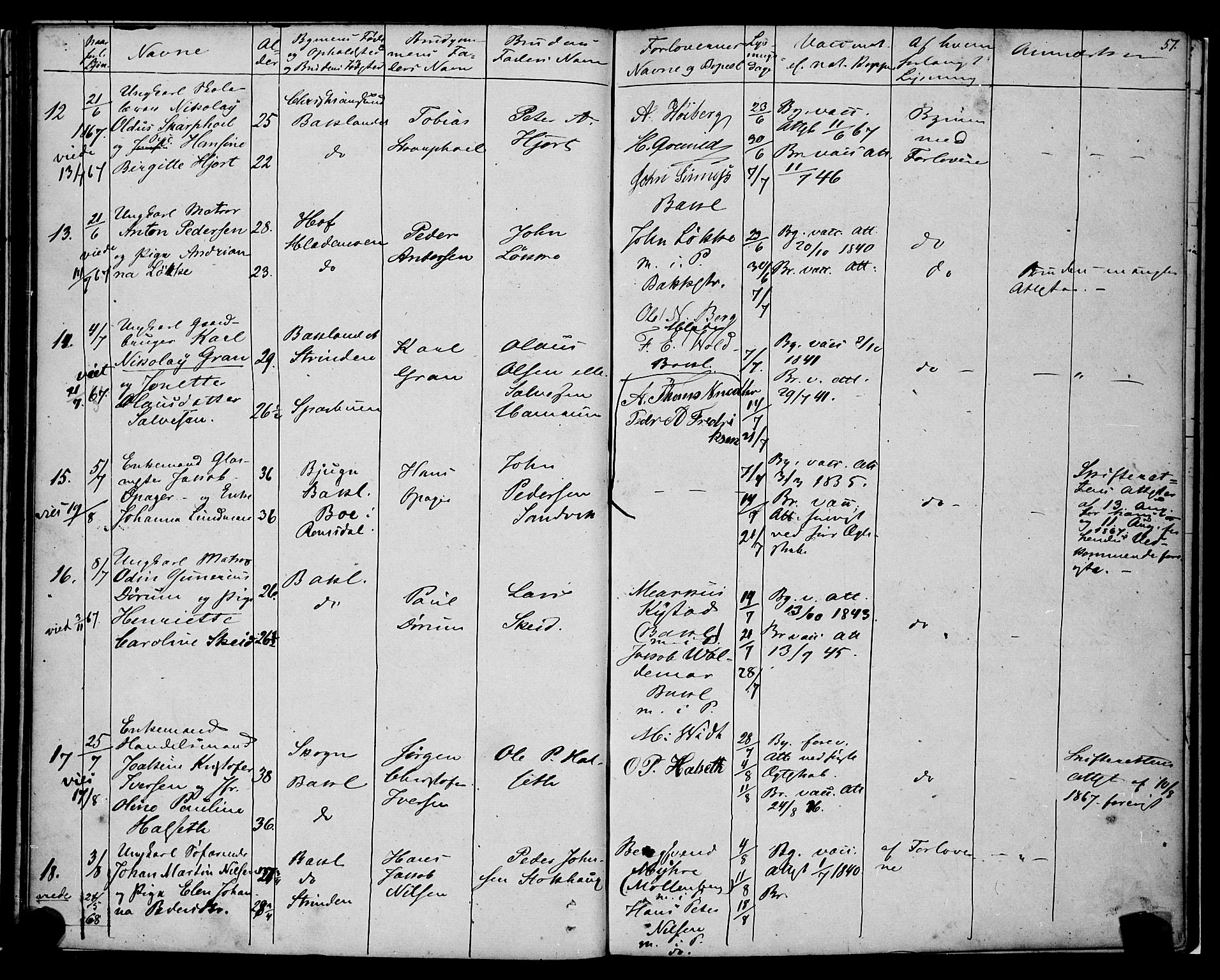 Ministerialprotokoller, klokkerbøker og fødselsregistre - Sør-Trøndelag, SAT/A-1456/604/L0187: Parish register (official) no. 604A08, 1847-1878, p. 57