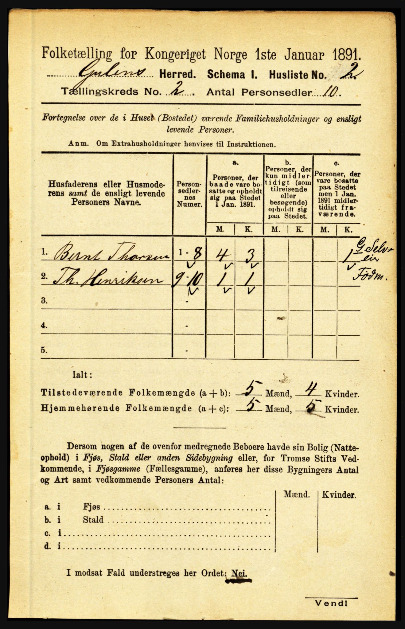 RA, 1891 census for 1411 Gulen, 1891, p. 438