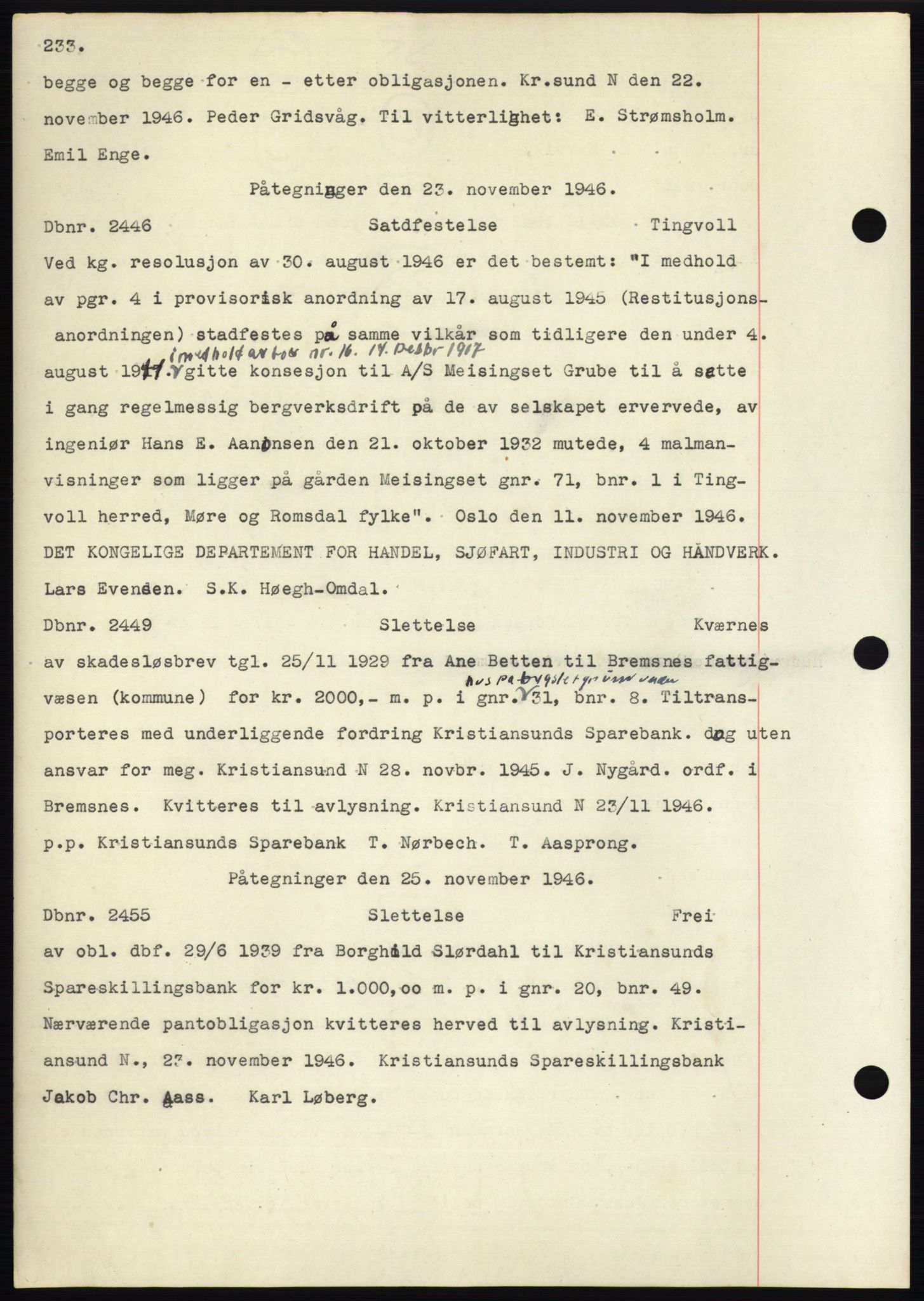 Nordmøre sorenskriveri, SAT/A-4132/1/2/2Ca: Mortgage book no. C82b, 1946-1951, Diary no: : 2446/1946