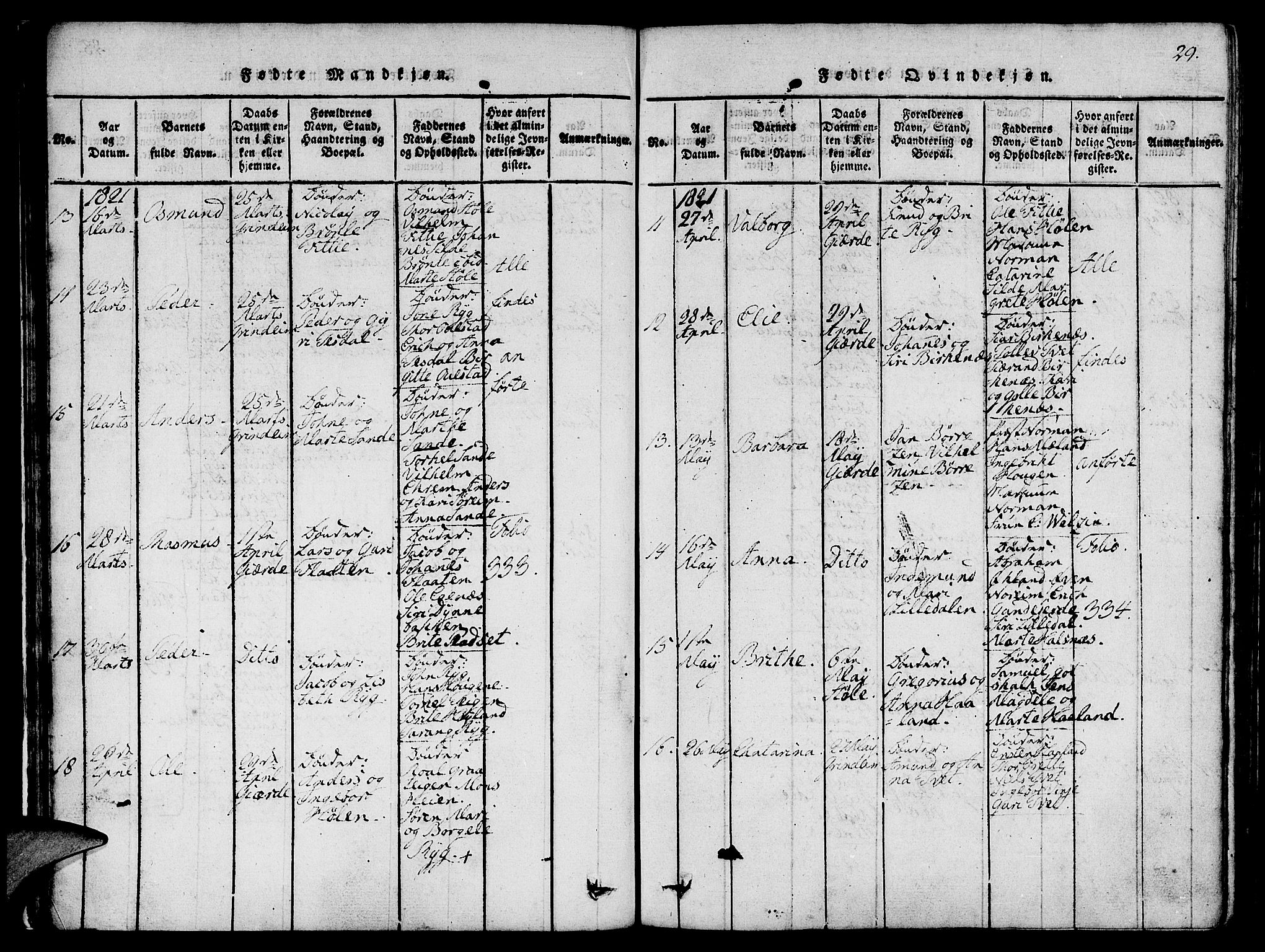 Etne sokneprestembete, AV/SAB-A-75001/H/Haa: Parish register (official) no. A 6, 1815-1831, p. 29