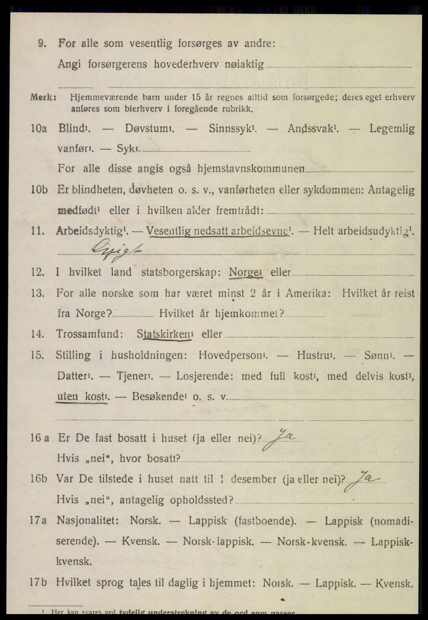 SAT, 1920 census for Snåsa, 1920, p. 2945