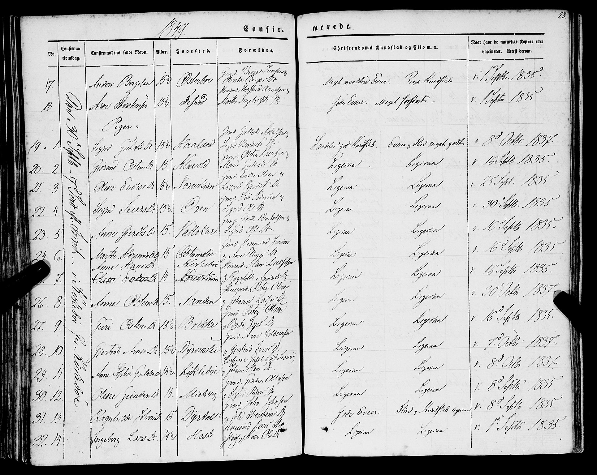 Lavik sokneprestembete, AV/SAB-A-80901: Parish register (official) no. A 3, 1843-1863, p. 23