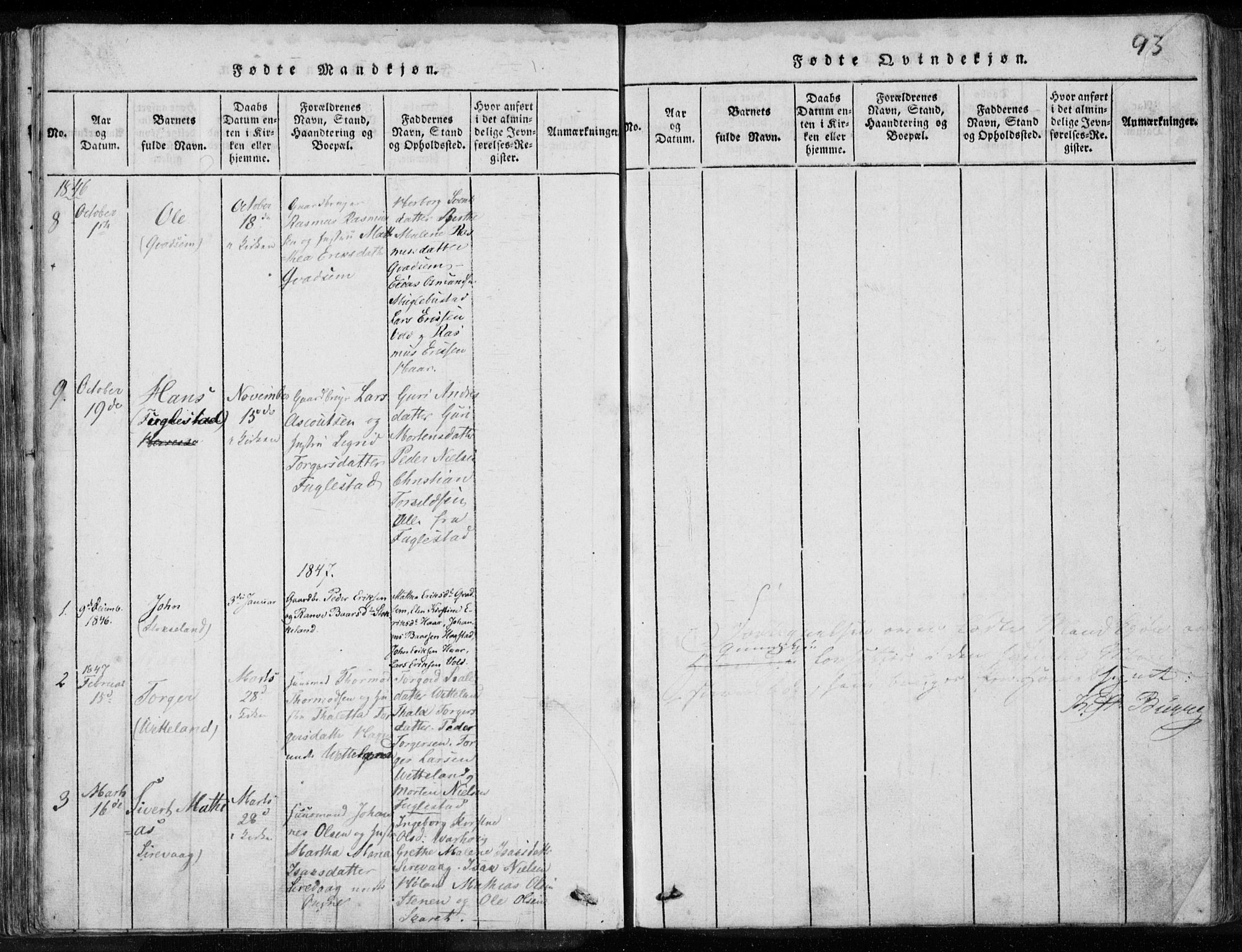 Eigersund sokneprestkontor, SAST/A-101807/S08/L0008: Parish register (official) no. A 8, 1816-1847, p. 93
