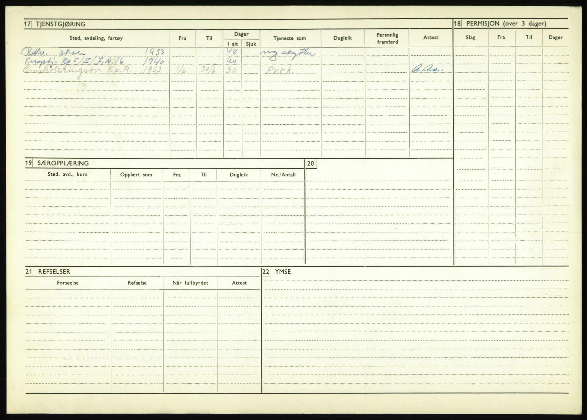 Forsvaret, Troms infanteriregiment nr. 16, AV/RA-RAFA-3146/P/Pa/L0017: Rulleblad for regimentets menige mannskaper, årsklasse 1933, 1933, p. 364