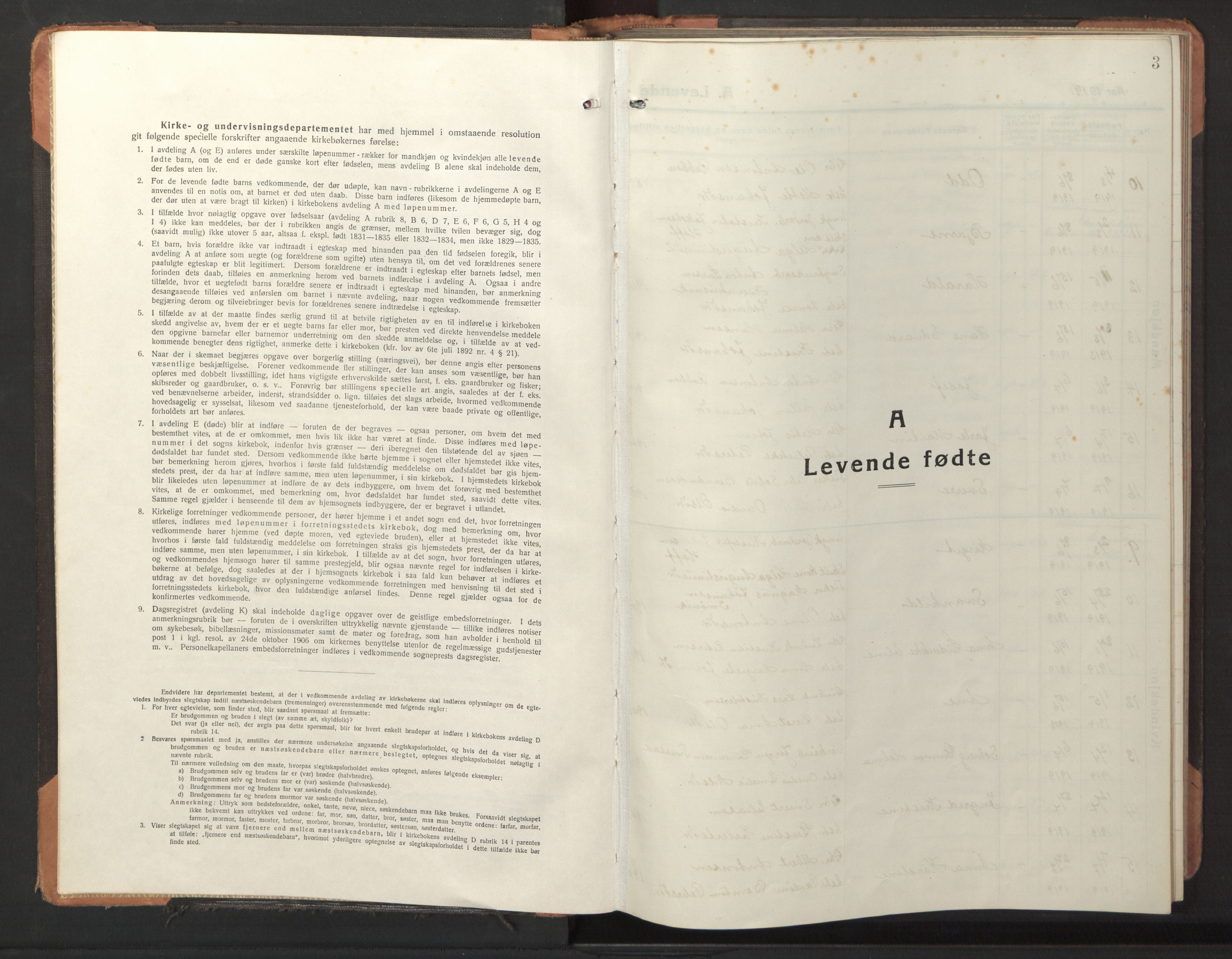 Ministerialprotokoller, klokkerbøker og fødselsregistre - Sør-Trøndelag, SAT/A-1456/653/L0658: Parish register (copy) no. 653C02, 1919-1947, p. 3