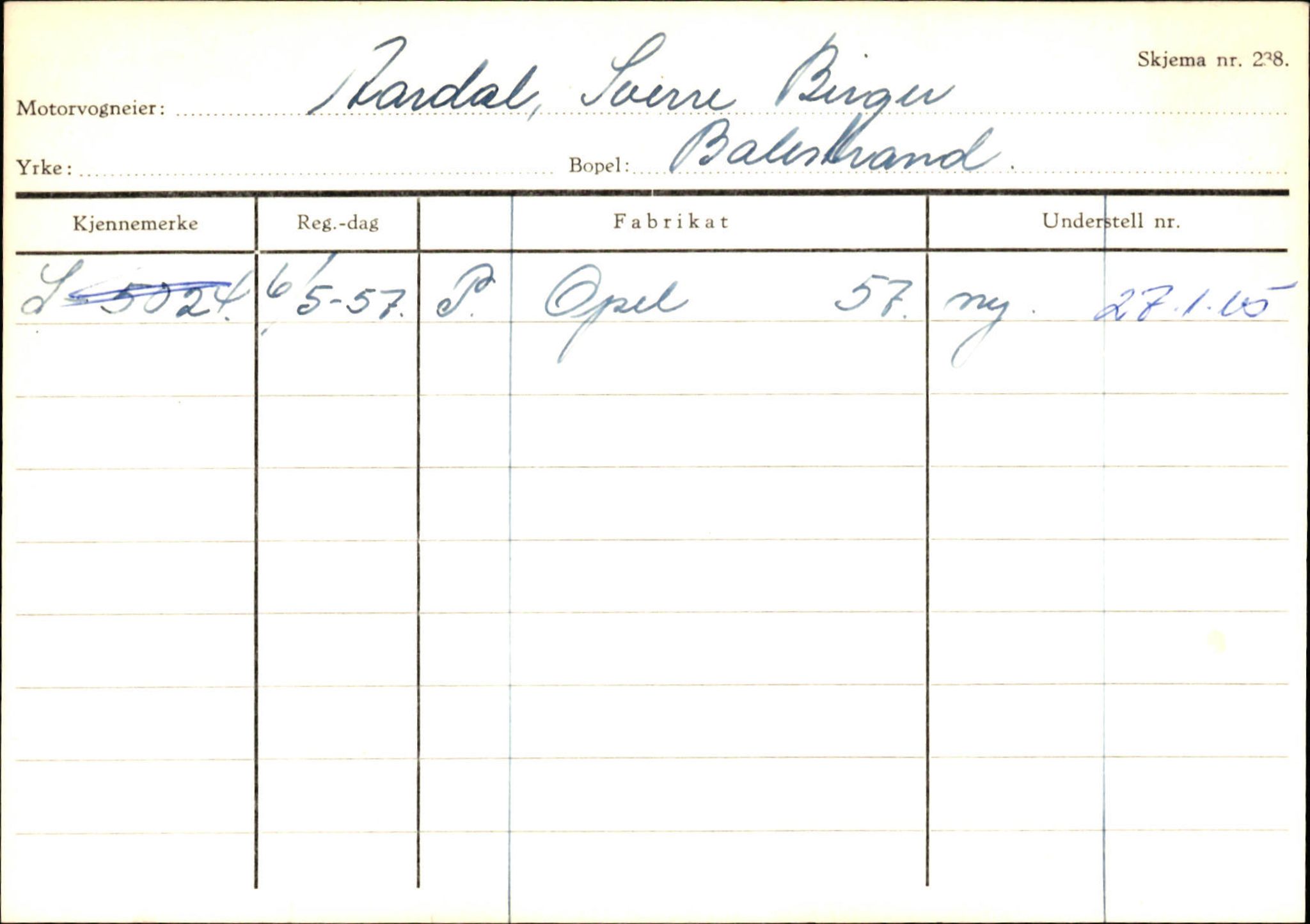 Statens vegvesen, Sogn og Fjordane vegkontor, SAB/A-5301/4/F/L0132: Eigarregister Askvoll A-Å. Balestrand A-Å, 1945-1975, p. 2543