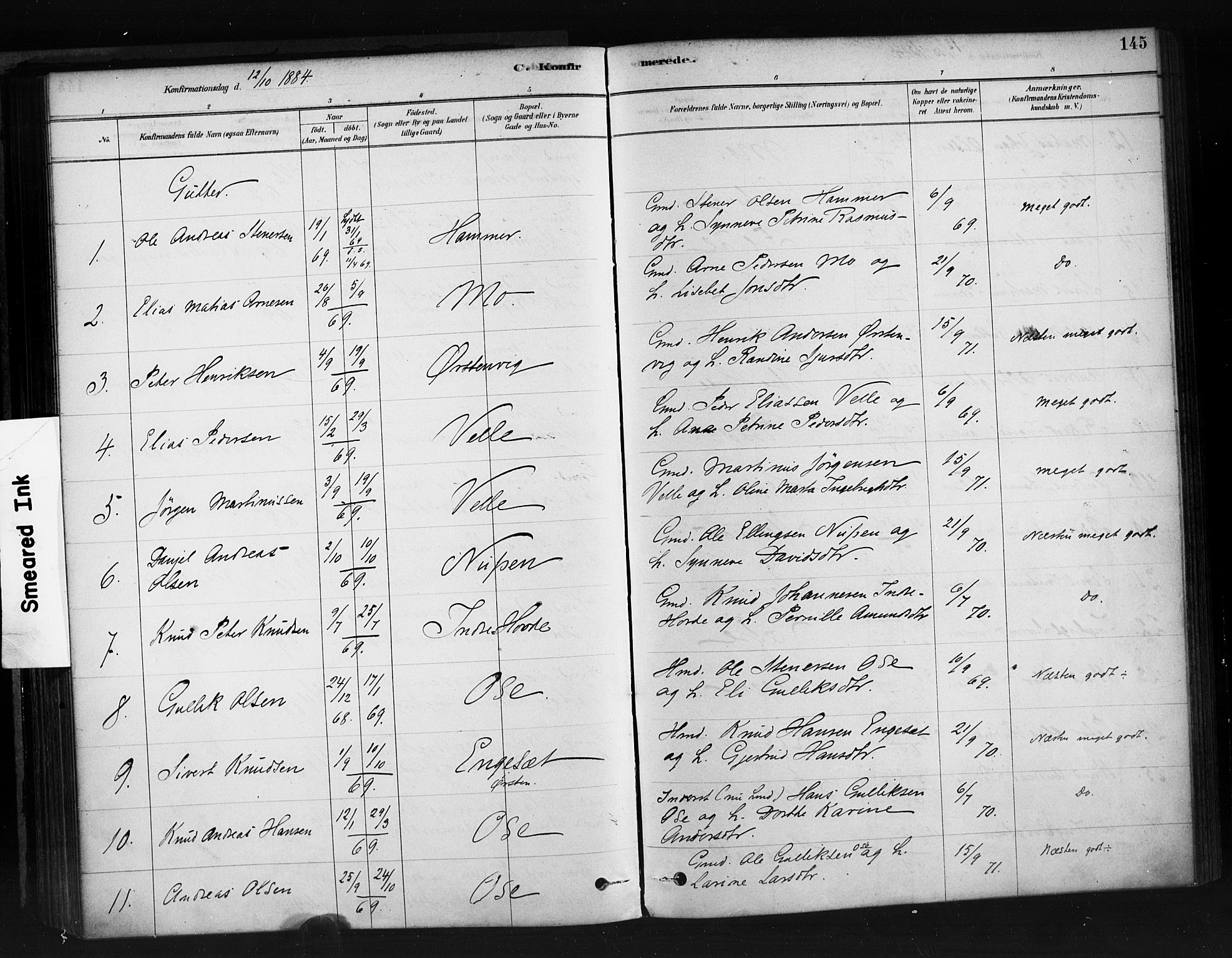 Ministerialprotokoller, klokkerbøker og fødselsregistre - Møre og Romsdal, AV/SAT-A-1454/513/L0176: Parish register (official) no. 513A03, 1877-1889, p. 145