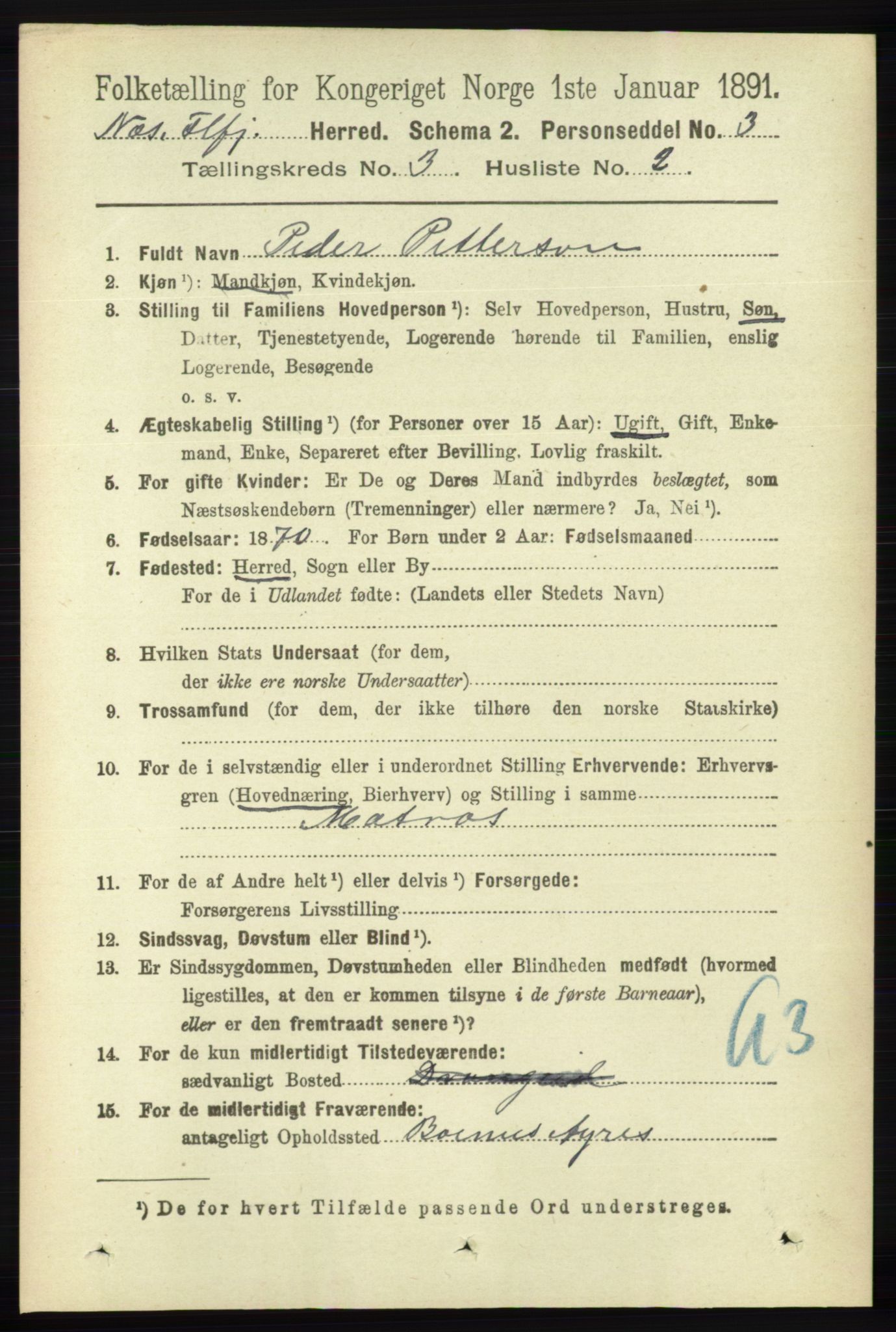 RA, 1891 census for 1043 Hidra og Nes, 1891, p. 929