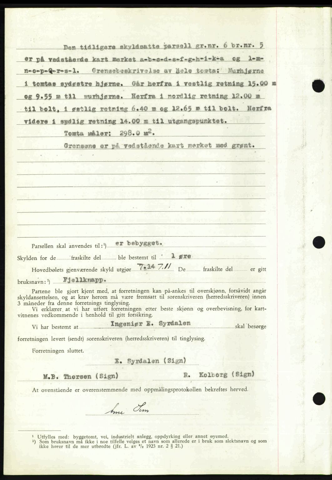 Nedenes sorenskriveri, AV/SAK-1221-0006/G/Gb/Gba/L0058: Mortgage book no. A10, 1947-1948, Diary no: : 1254/1947