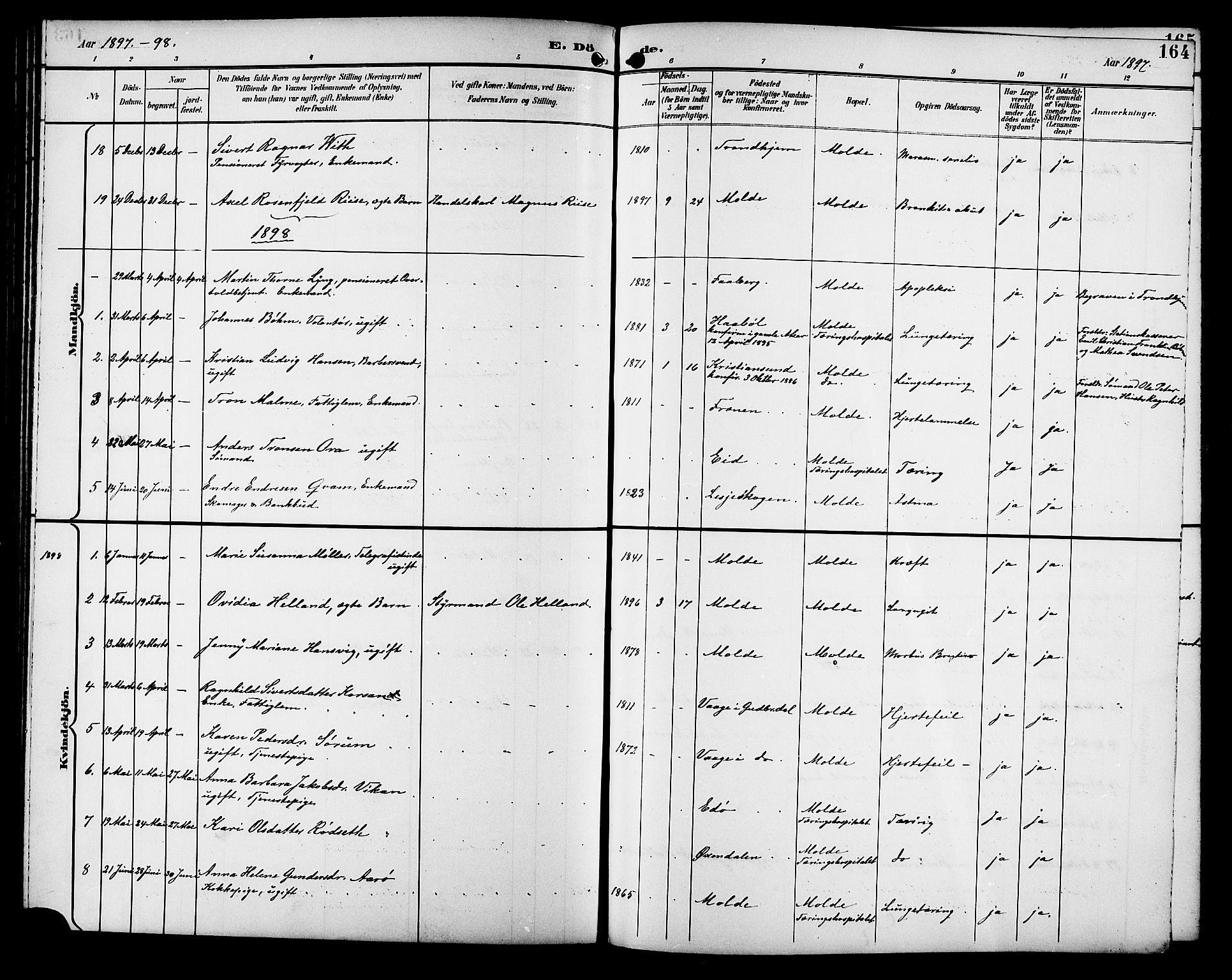 Ministerialprotokoller, klokkerbøker og fødselsregistre - Møre og Romsdal, AV/SAT-A-1454/558/L0702: Parish register (copy) no. 558C03, 1894-1915, p. 164