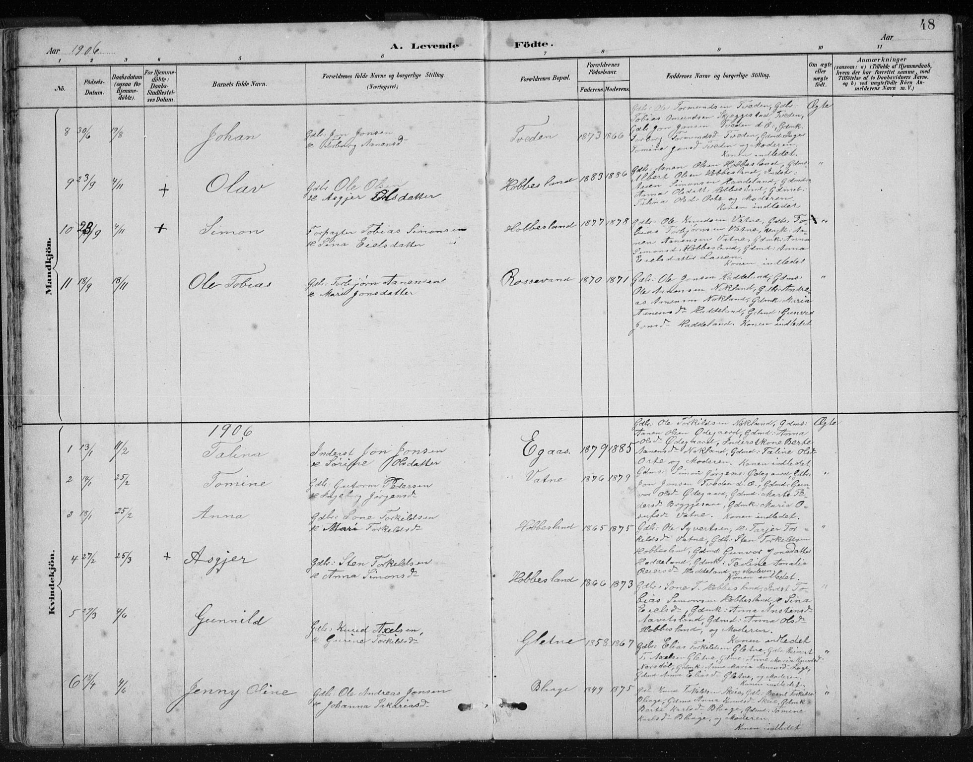 Hægebostad sokneprestkontor, AV/SAK-1111-0024/F/Fb/Fbb/L0003: Parish register (copy) no. B 3, 1887-1937, p. 48