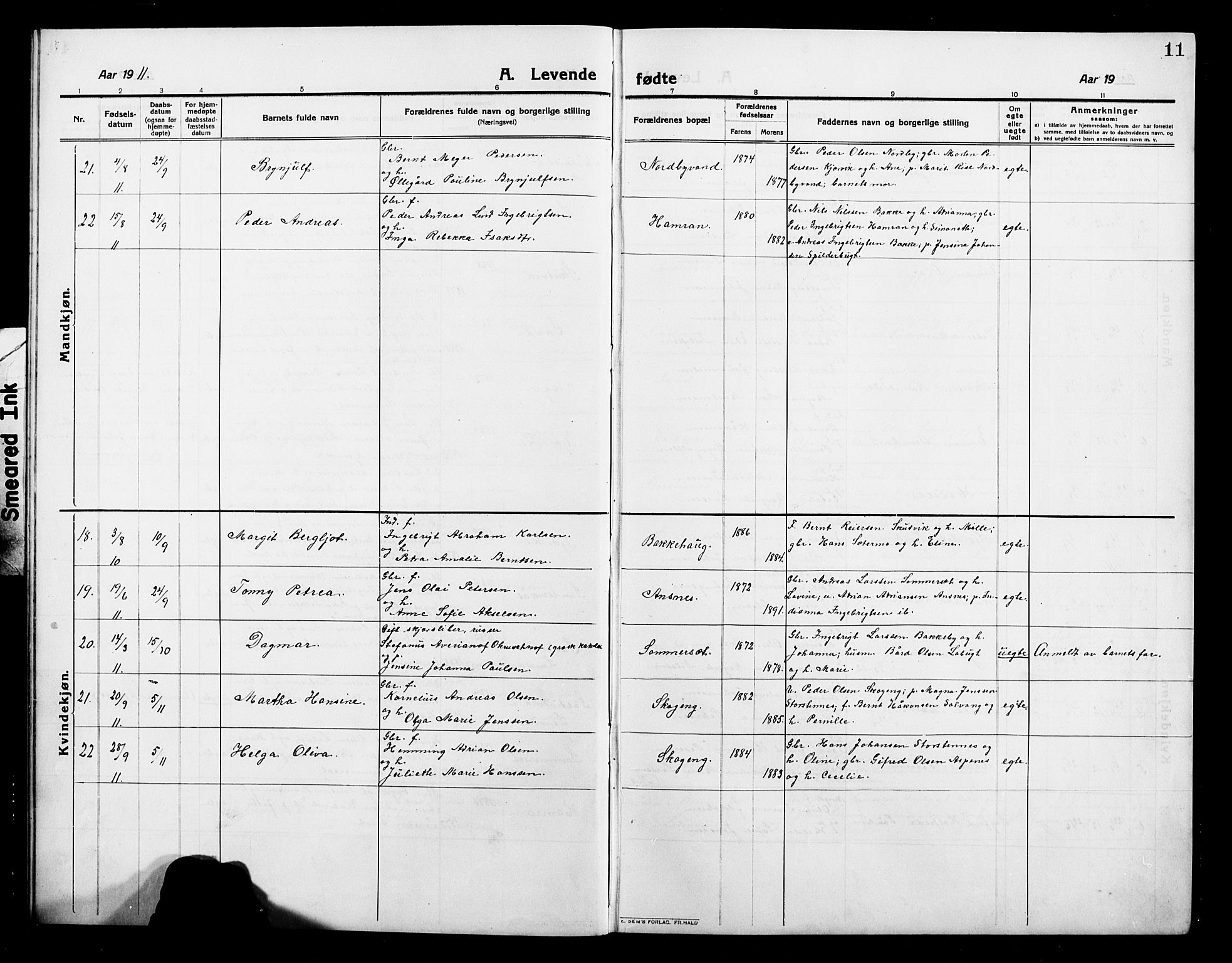 Balsfjord sokneprestembete, SATØ/S-1303/G/Ga/L0004klokker: Parish register (copy) no. 4, 1910-1926, p. 11