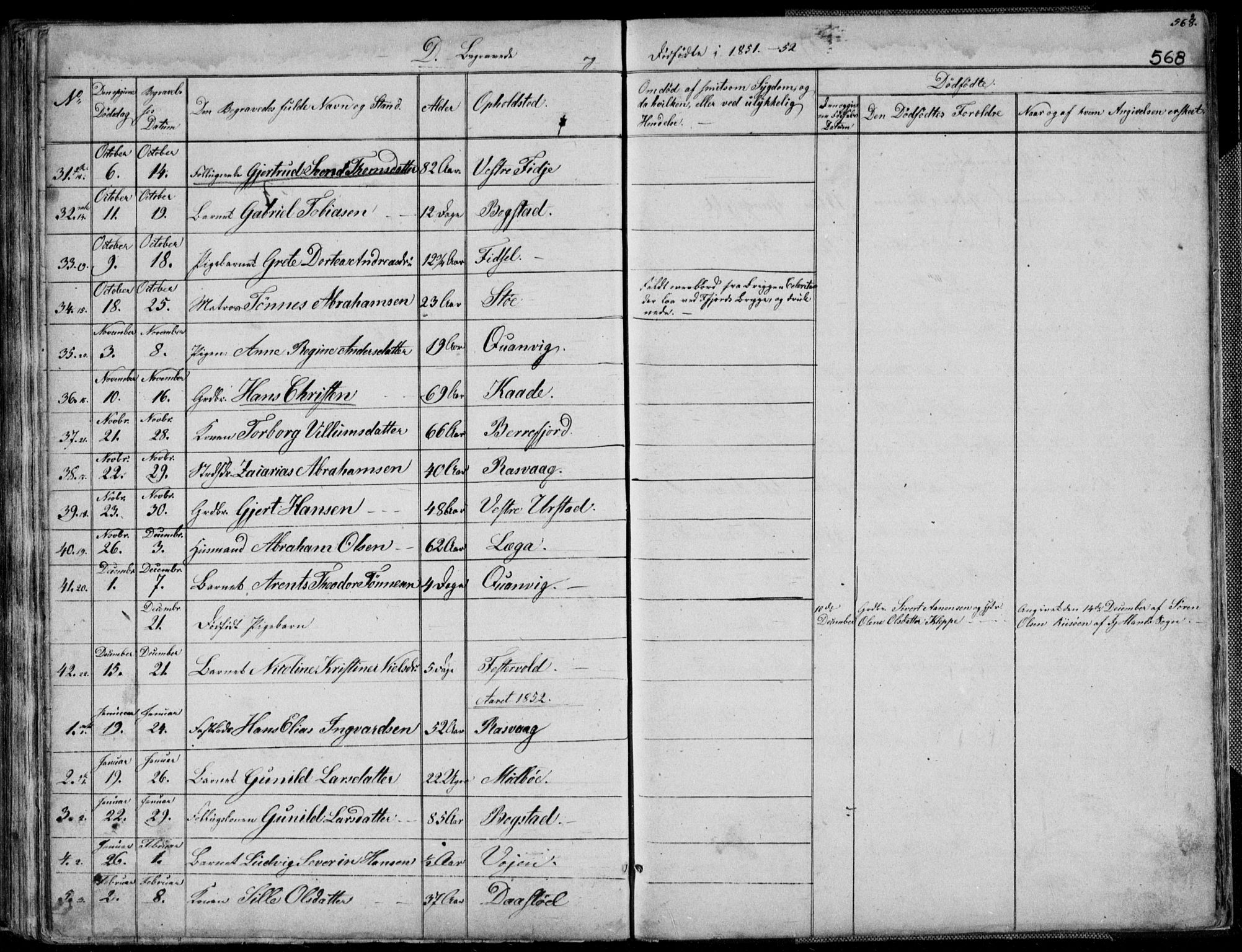 Flekkefjord sokneprestkontor, SAK/1111-0012/F/Fb/Fbb/L0002: Parish register (copy) no. B 2b, 1831-1866, p. 568