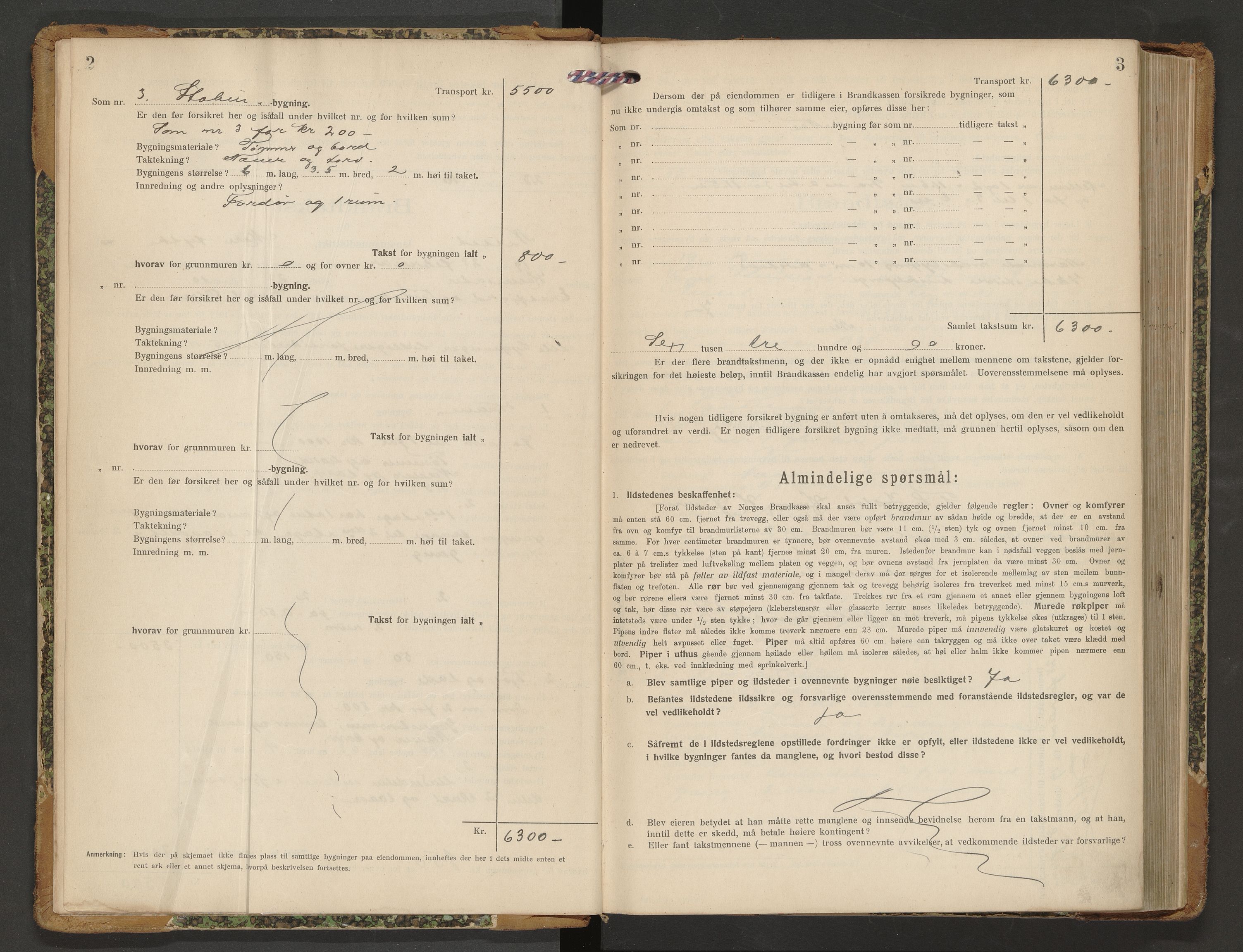 Norges Brannkasse Nesset, AV/SAT-A-5501/F/Fb/L0003: Branntakstprotokoll, 1919-1932, p. 2-3