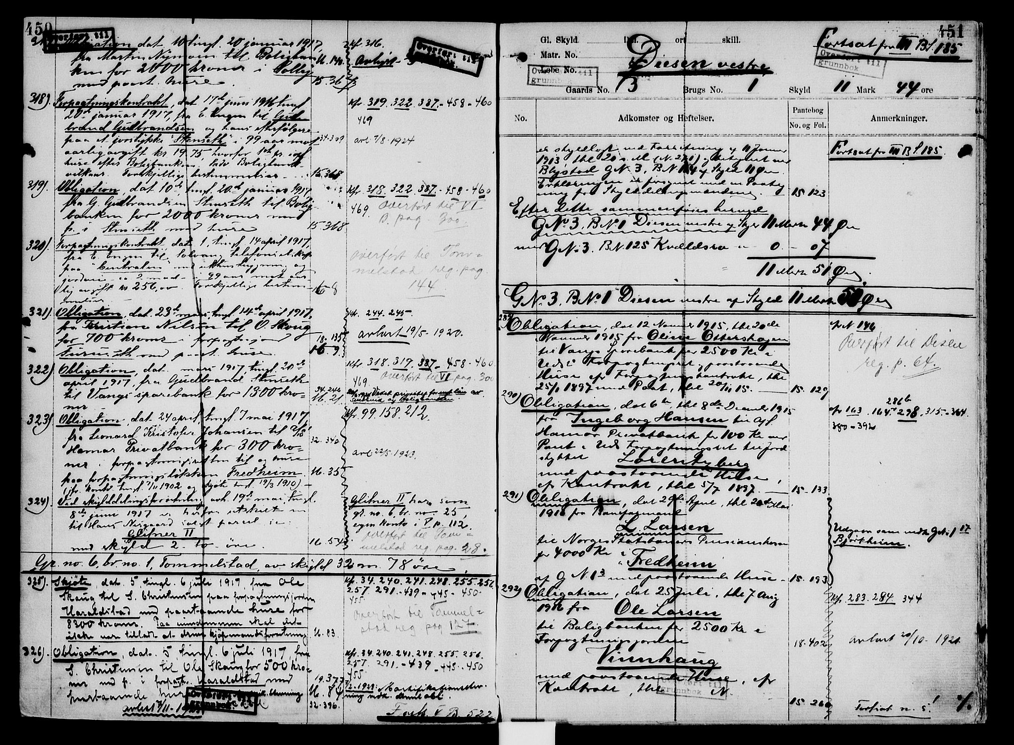 Nord-Hedmark sorenskriveri, SAH/TING-012/H/Ha/Had/Hade/L0004: Mortgage register no. 4.4, 1910-1940, p. 450-451