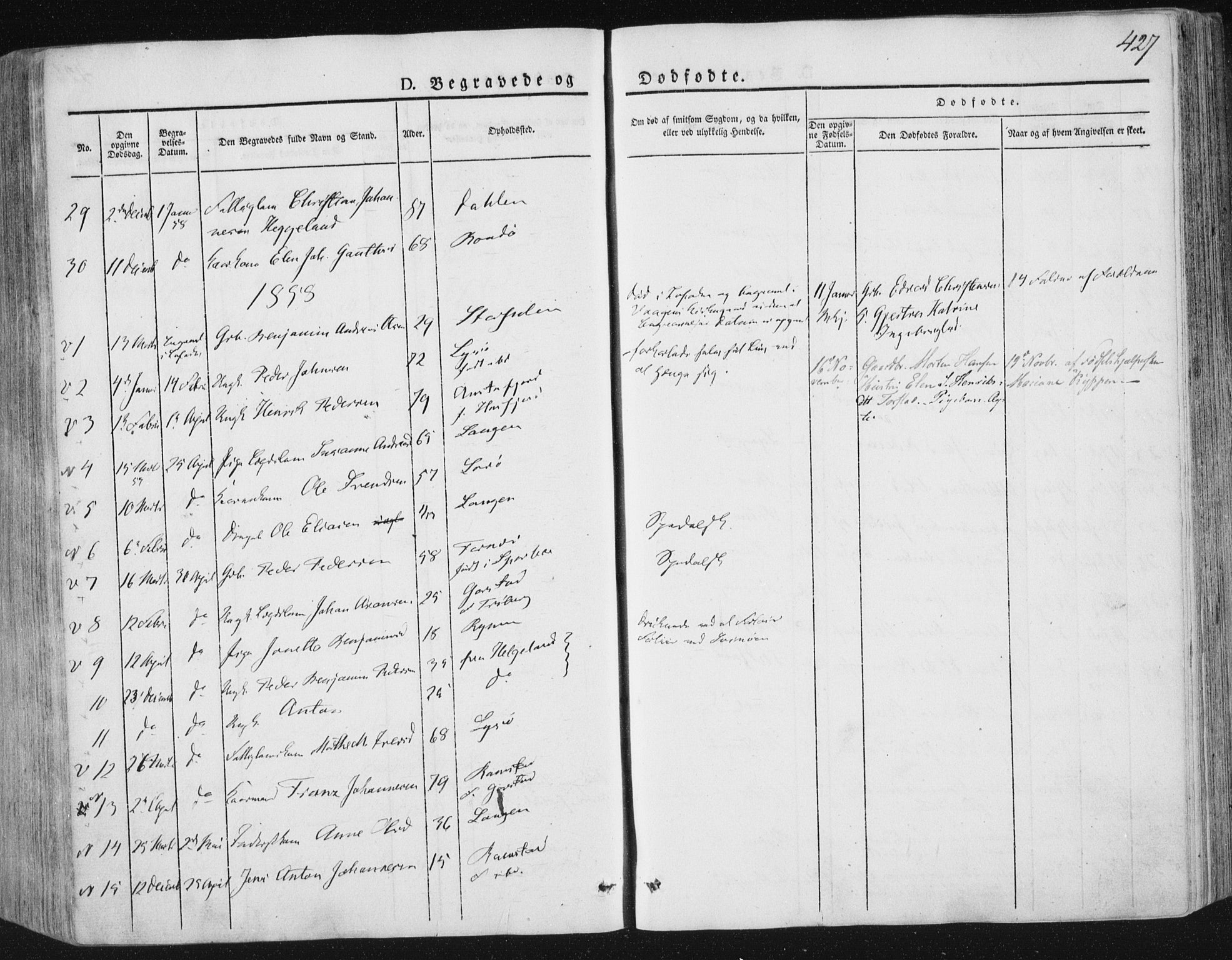 Ministerialprotokoller, klokkerbøker og fødselsregistre - Nord-Trøndelag, AV/SAT-A-1458/784/L0669: Parish register (official) no. 784A04, 1829-1859, p. 427