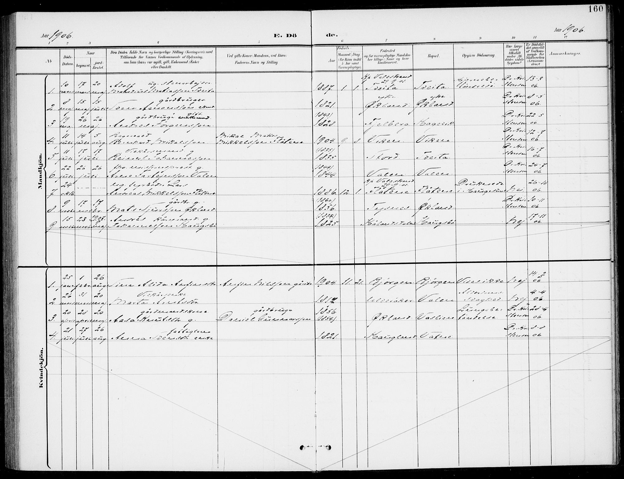 Sveio Sokneprestembete, AV/SAB-A-78501/H/Haa: Parish register (official) no. C 3, 1899-1916, p. 160