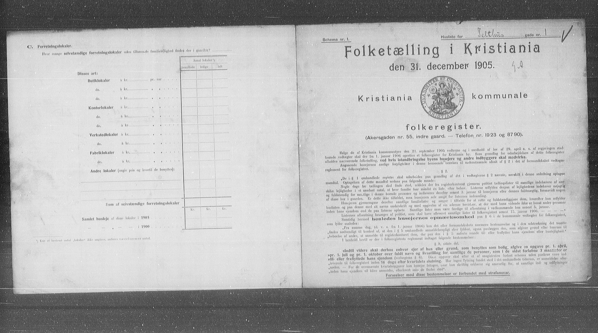 OBA, Municipal Census 1905 for Kristiania, 1905, p. 56156