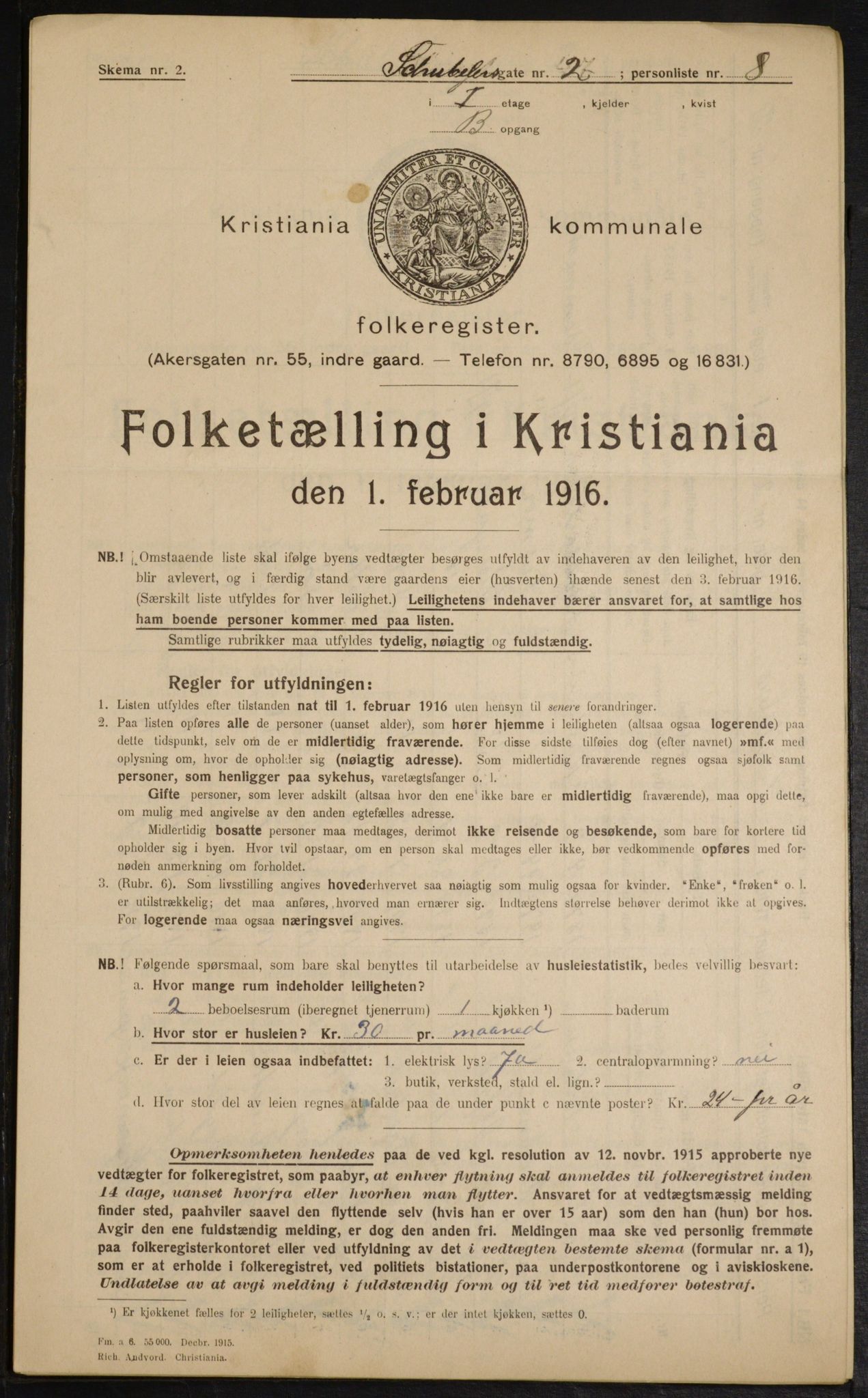 OBA, Municipal Census 1916 for Kristiania, 1916, p. 95120