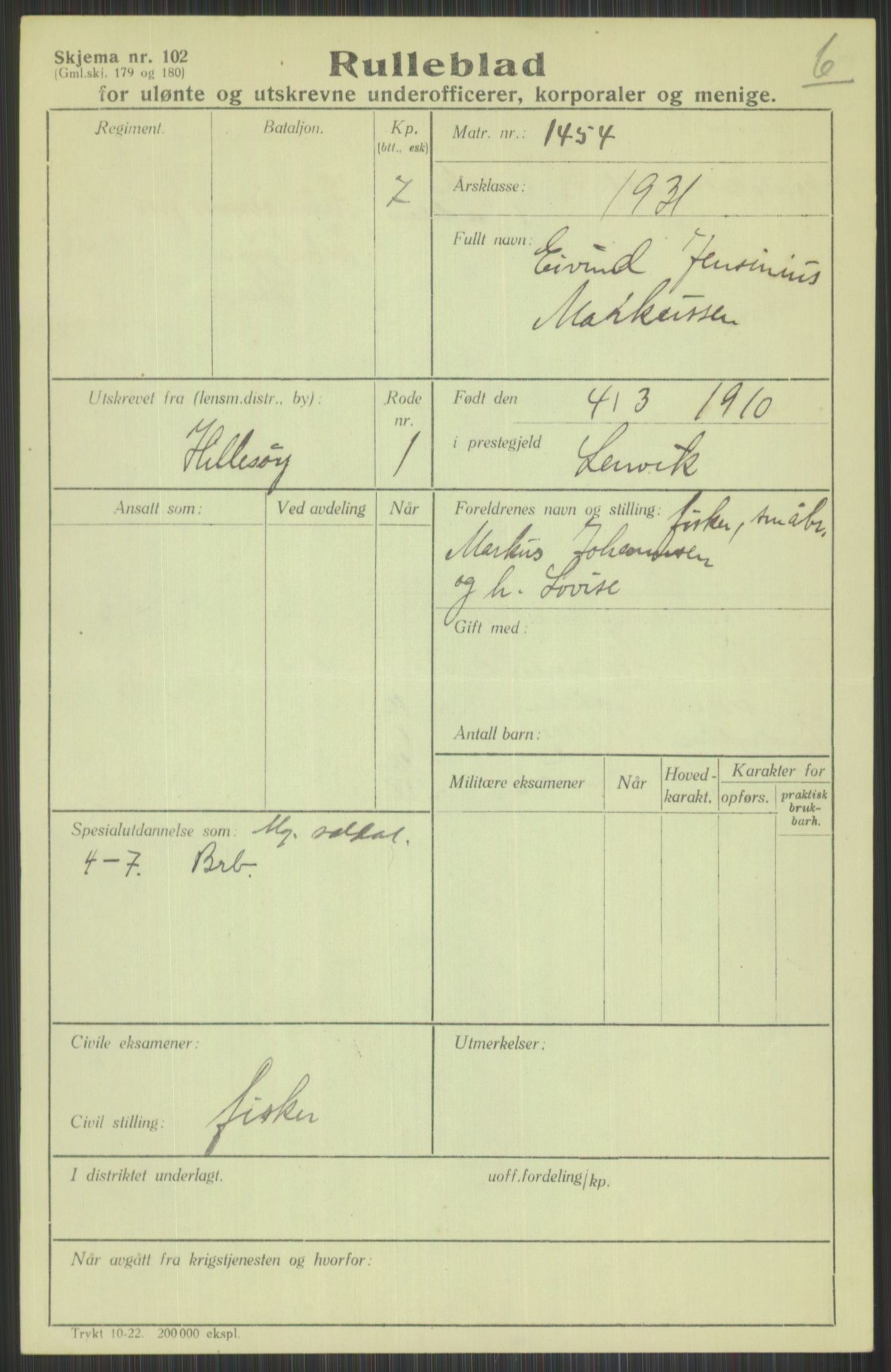 Forsvaret, Troms infanteriregiment nr. 16, AV/RA-RAFA-3146/P/Pa/L0015: Rulleblad for regimentets menige mannskaper, årsklasse 1931, 1931, p. 735