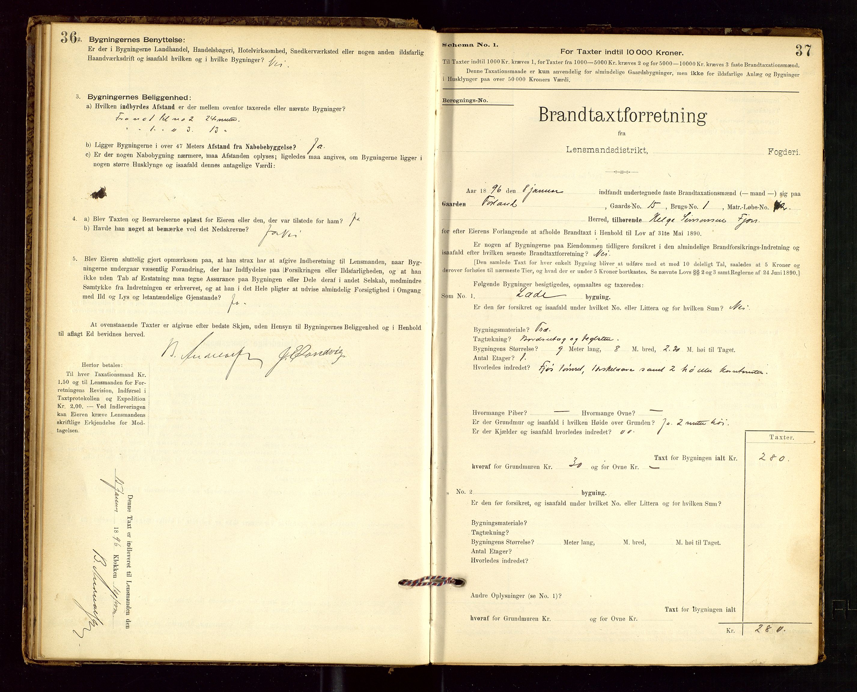 Tysvær lensmannskontor, AV/SAST-A-100192/Gob/L0001: "Brandtaxationsprotokol for Tysvær Lensmandsdistrikt Ryfylke Fogderi", 1894-1916, p. 36-37
