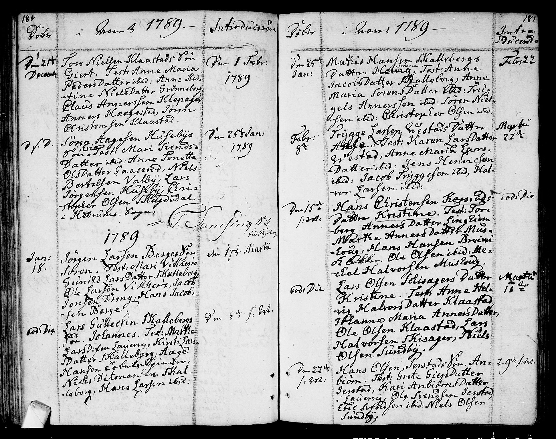 Tjølling kirkebøker, SAKO/A-60/F/Fa/L0004: Parish register (official) no. 4, 1779-1817, p. 180-181