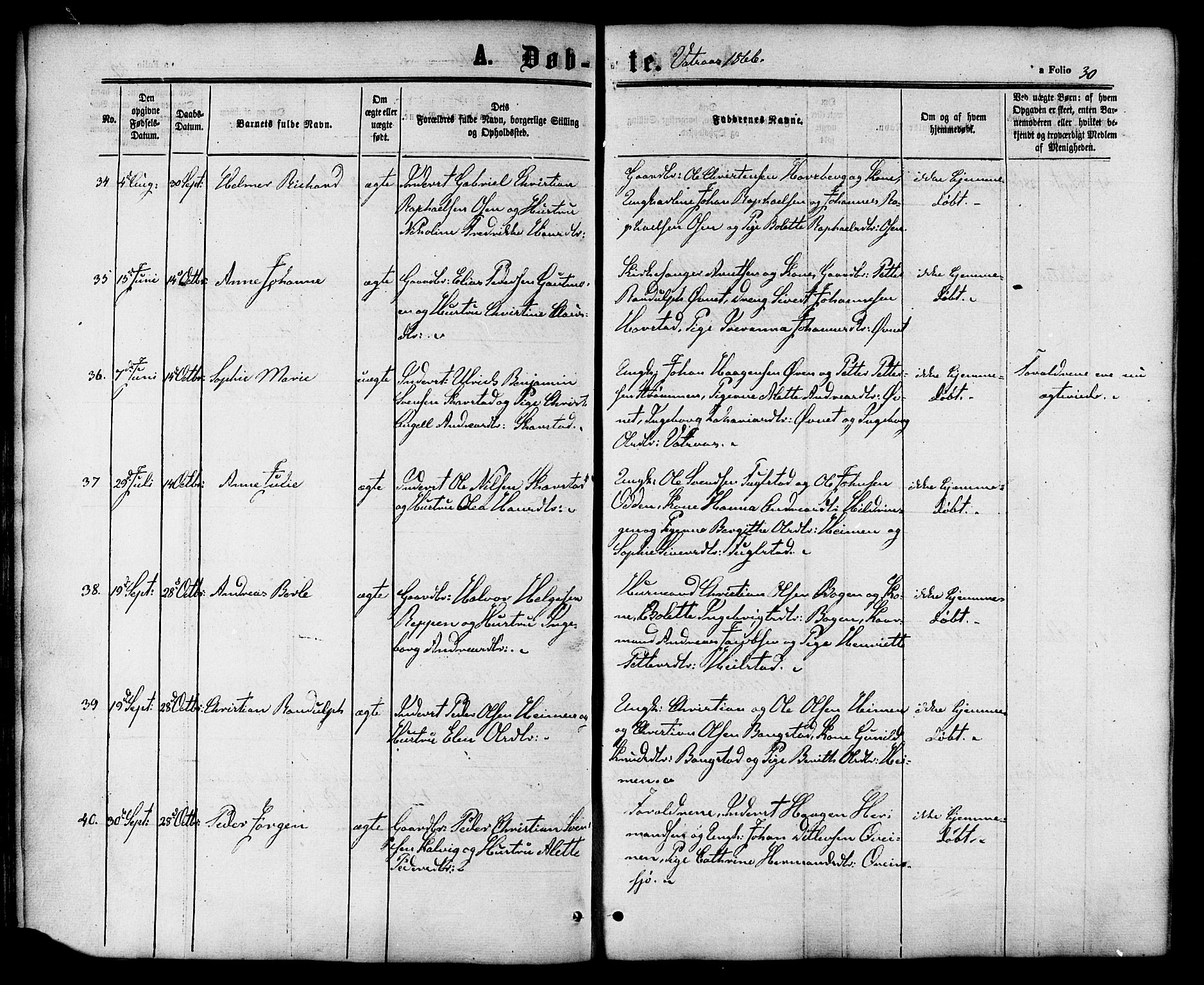 Ministerialprotokoller, klokkerbøker og fødselsregistre - Nordland, SAT/A-1459/810/L0146: Parish register (official) no. 810A08 /1, 1862-1874, p. 30