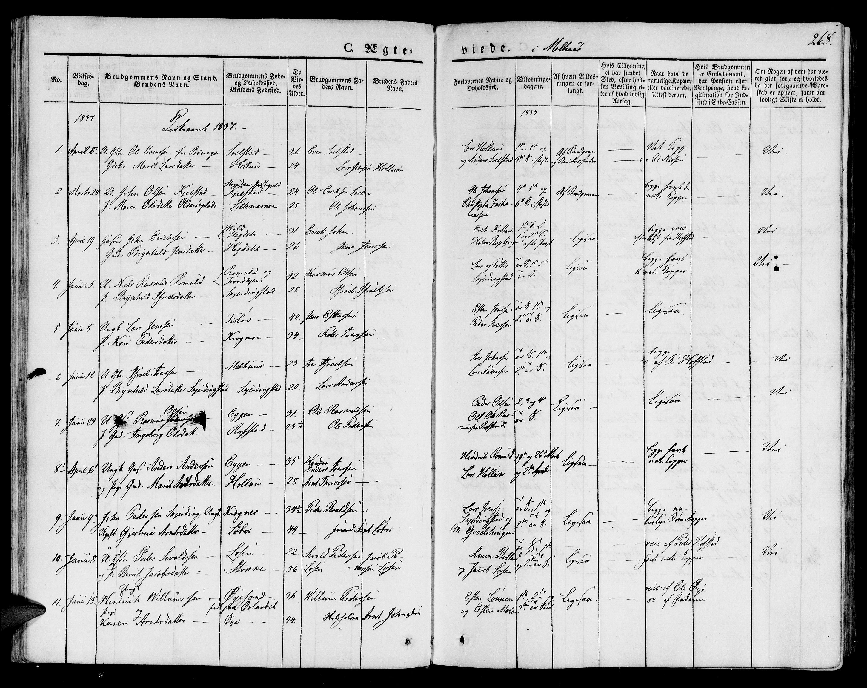 Ministerialprotokoller, klokkerbøker og fødselsregistre - Sør-Trøndelag, SAT/A-1456/691/L1070: Parish register (official) no. 691A05 /1, 1826-1841, p. 268