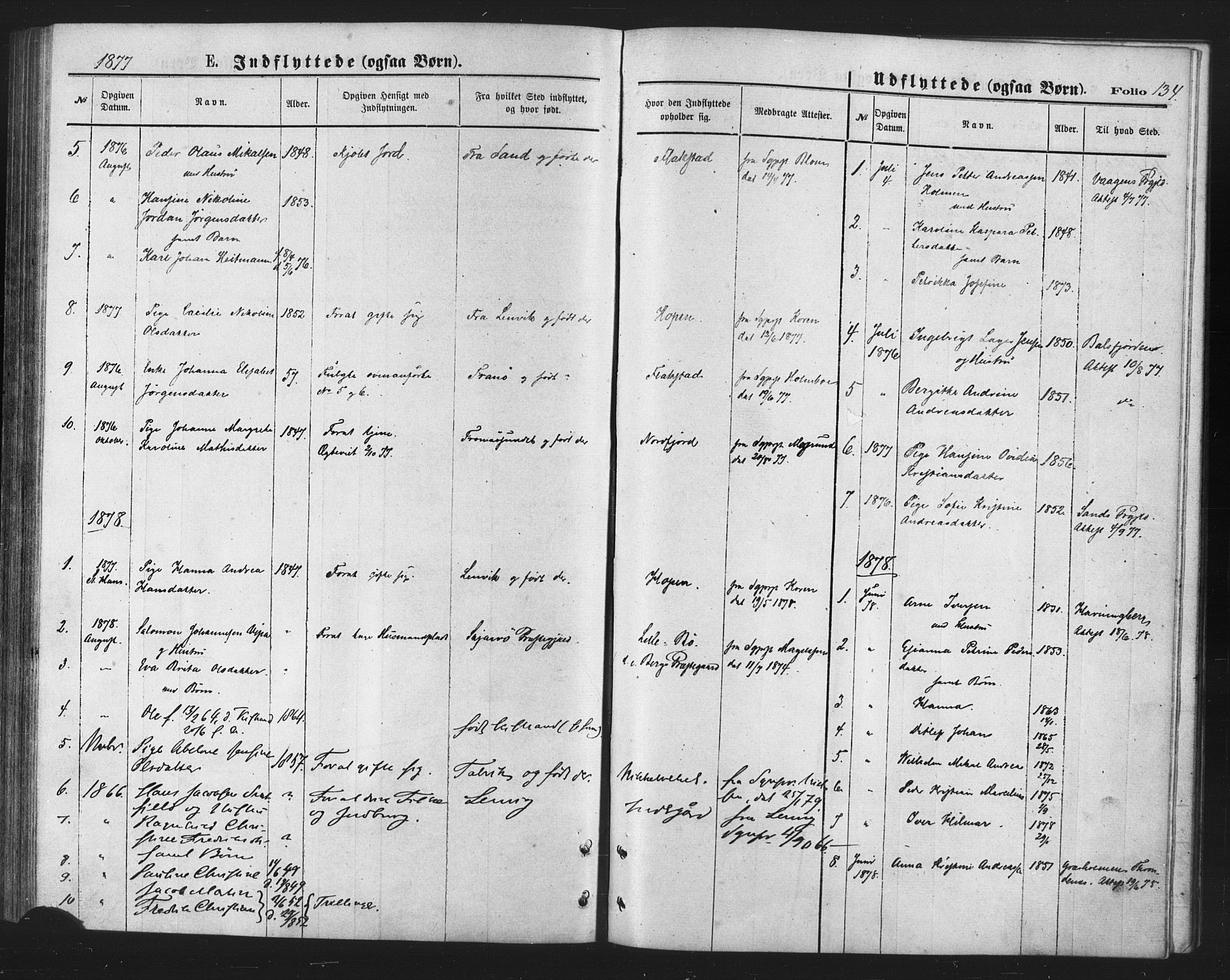 Berg sokneprestkontor, SATØ/S-1318/G/Ga/Gaa/L0003kirke: Parish register (official) no. 3, 1872-1879, p. 134