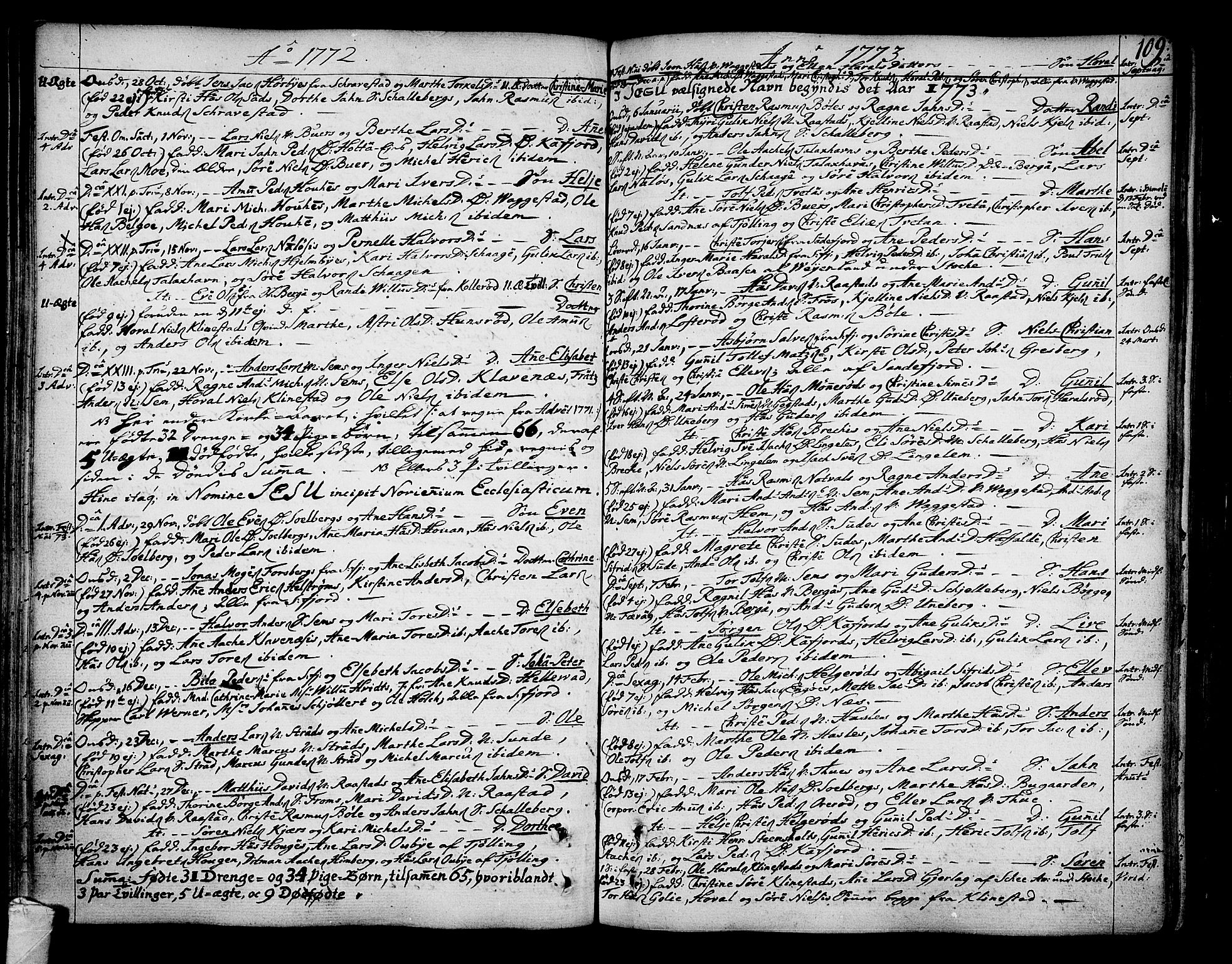 Sandar kirkebøker, SAKO/A-243/F/Fa/L0002: Parish register (official) no. 2, 1733-1788, p. 109