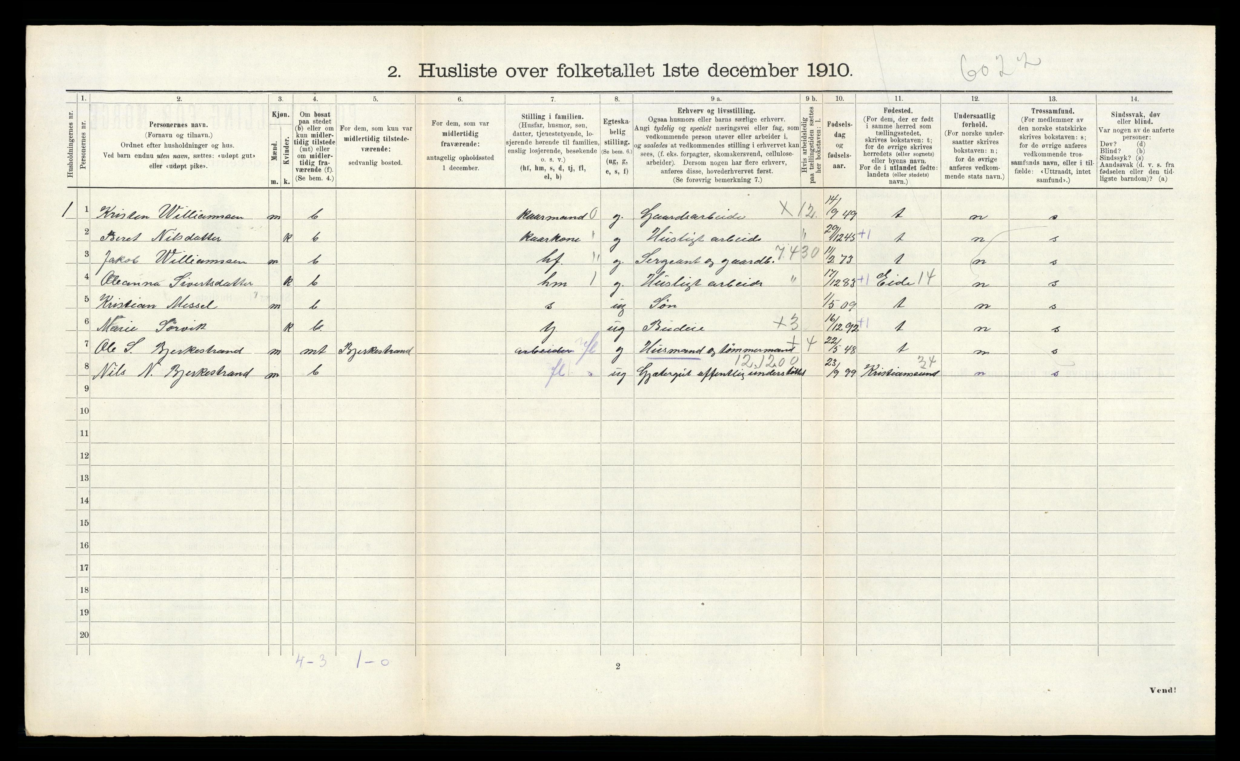 RA, 1910 census for Frei, 1910, p. 107