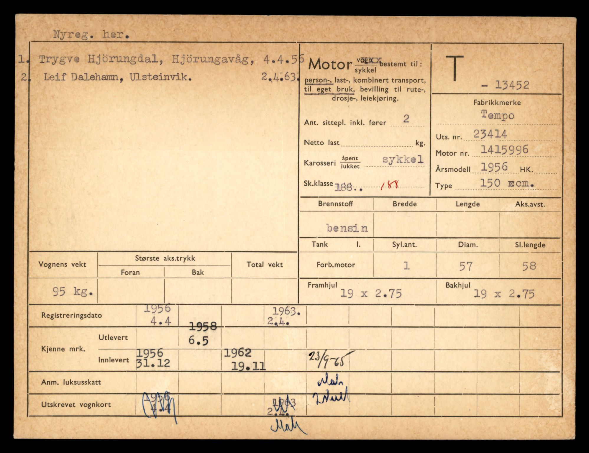 Møre og Romsdal vegkontor - Ålesund trafikkstasjon, AV/SAT-A-4099/F/Fe/L0039: Registreringskort for kjøretøy T 13361 - T 13530, 1927-1998, p. 1595