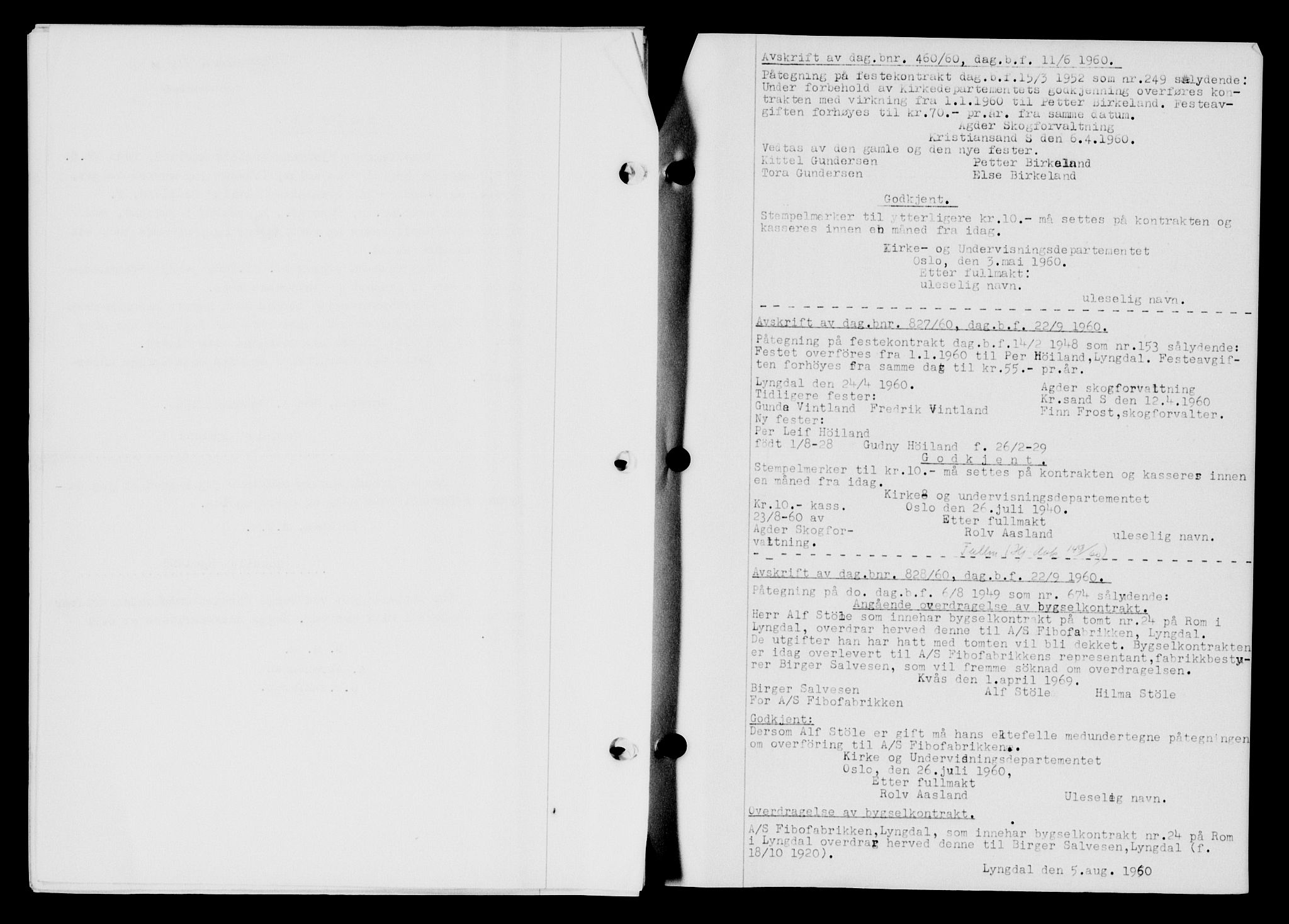 Lyngdal sorenskriveri, AV/SAK-1221-0004/G/Gb/L0680: Mortgage book no. A XXVI, 1960-1960, Diary no: : 460/1960