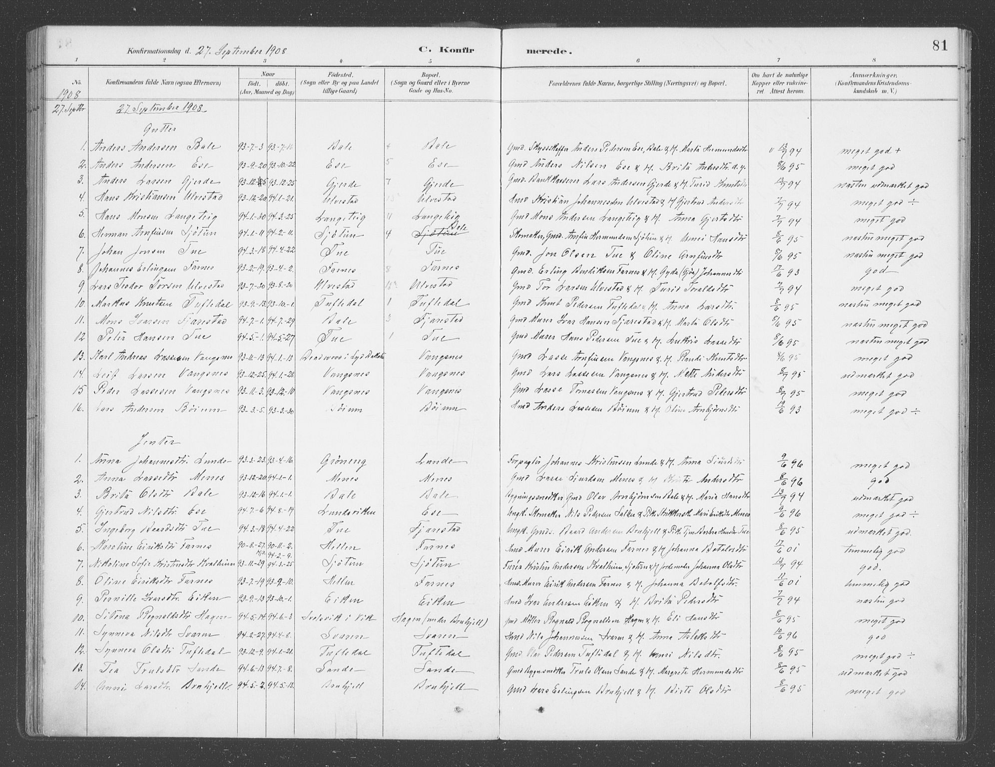 Balestrand sokneprestembete, SAB/A-79601/H/Haa/Haab/L0001: Parish register (official) no. B  1, 1889-1910, p. 81