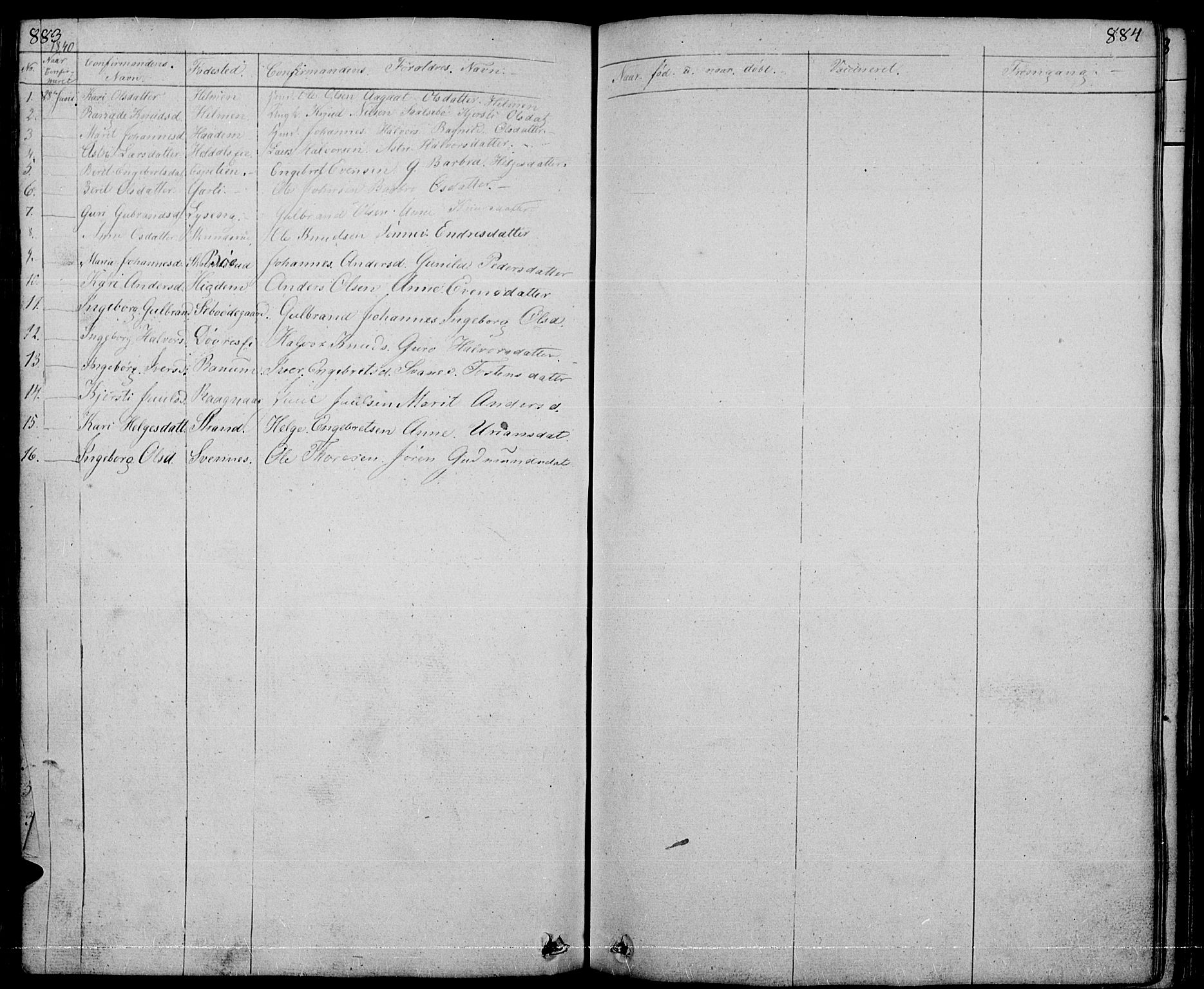 Nord-Aurdal prestekontor, SAH/PREST-132/H/Ha/Hab/L0001: Parish register (copy) no. 1, 1834-1887, p. 883-884