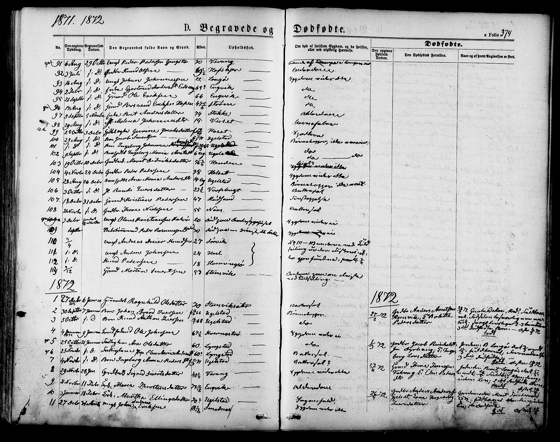 Ministerialprotokoller, klokkerbøker og fødselsregistre - Møre og Romsdal, SAT/A-1454/568/L0805: Parish register (official) no. 568A12 /1, 1869-1884, p. 374
