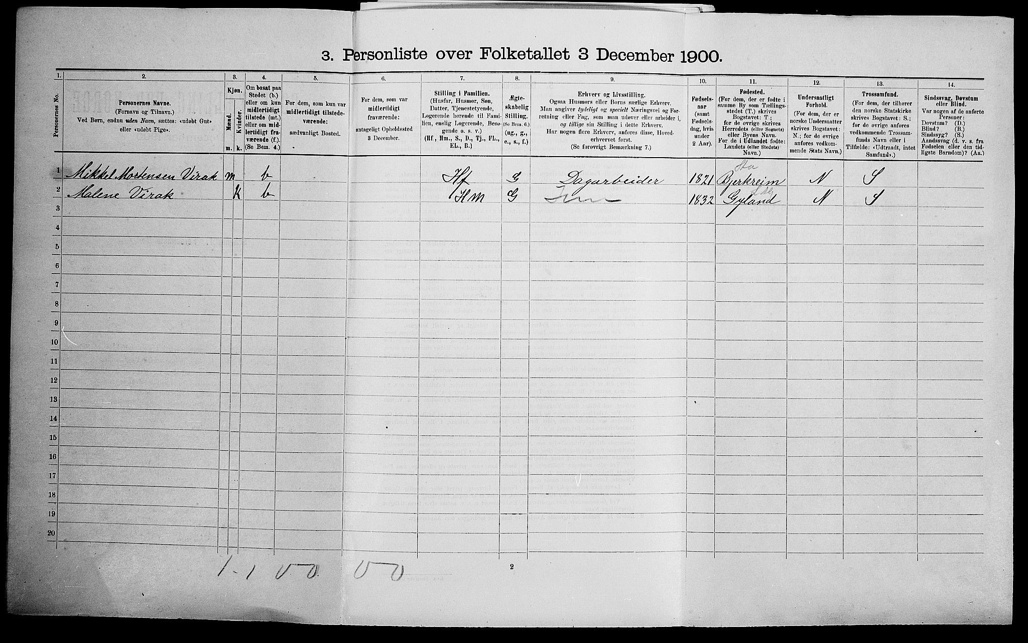 SAK, 1900 census for Flekkefjord, 1900, p. 800