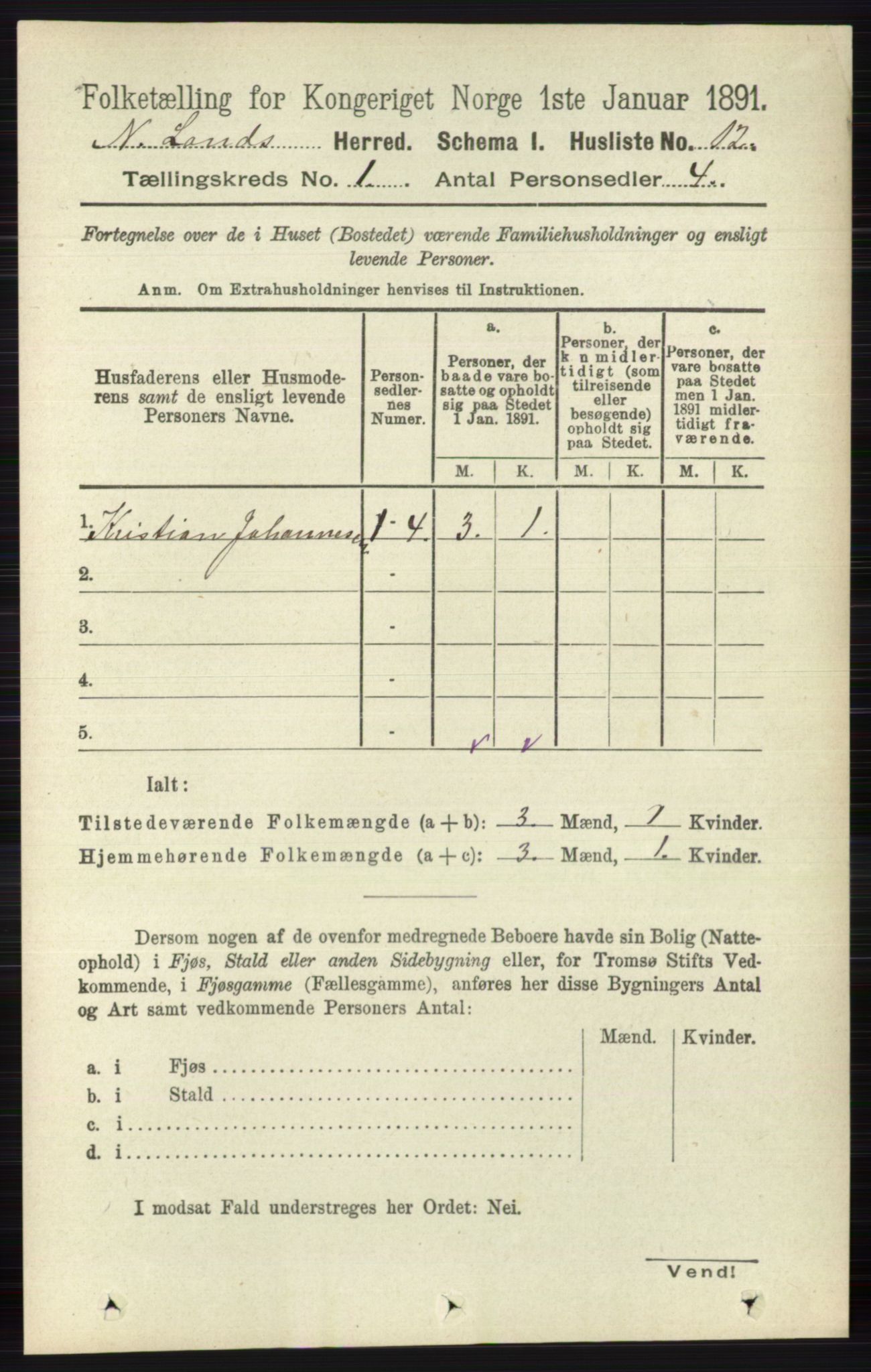 RA, 1891 census for 0538 Nordre Land, 1891, p. 59