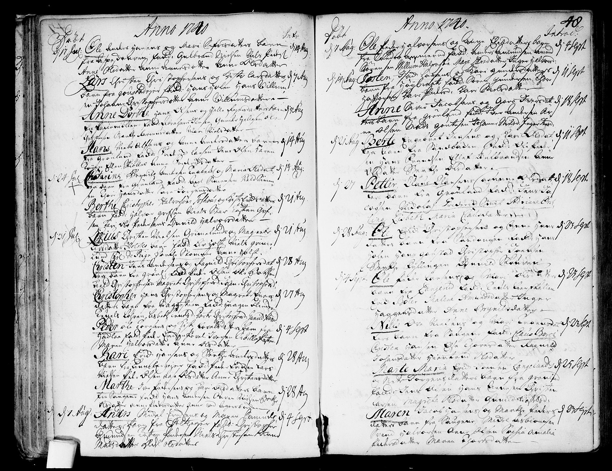 Aker prestekontor kirkebøker, SAO/A-10861/F/L0007: Parish register (official) no. 7, 1734-1748, p. 48