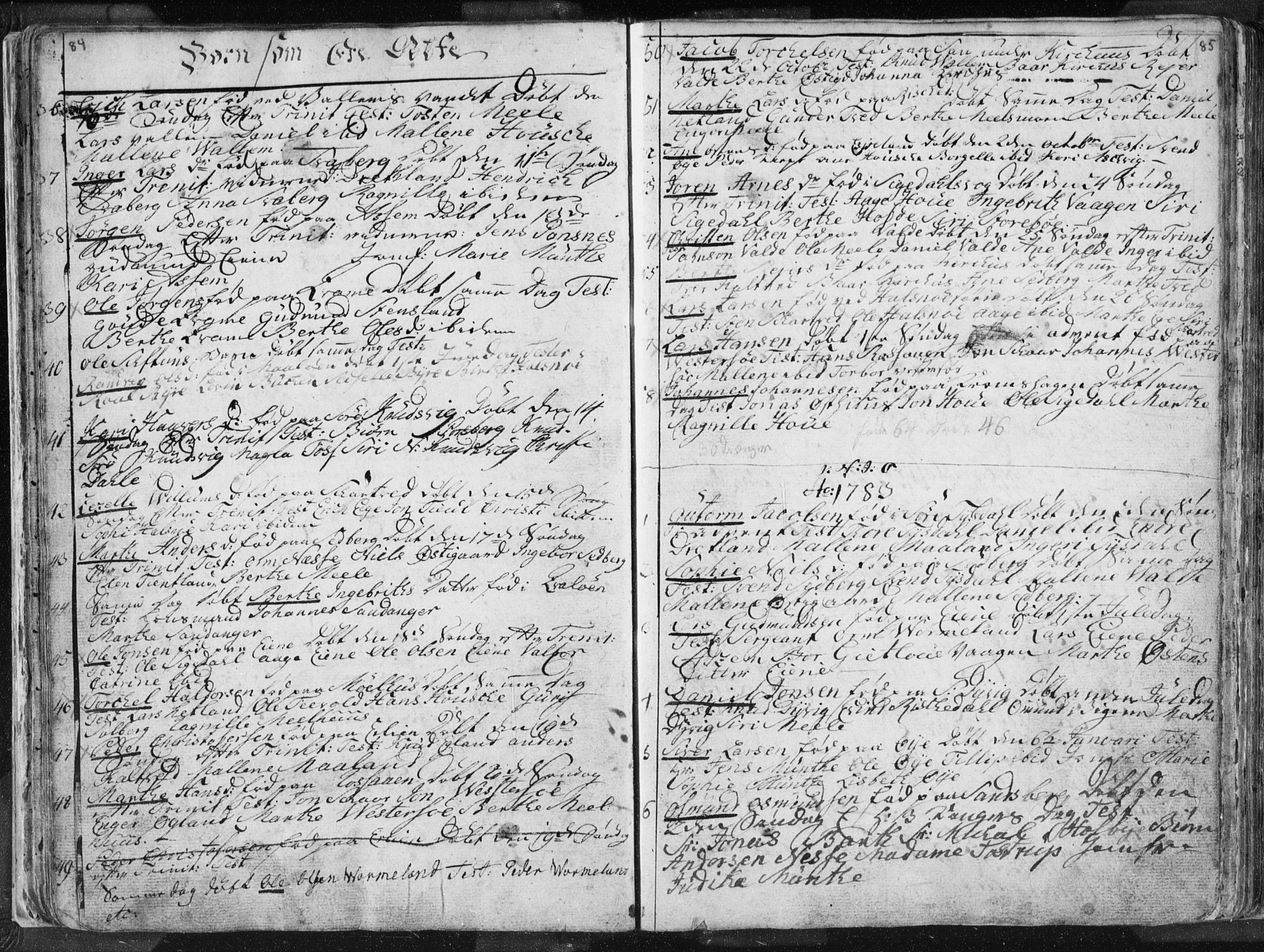 Hjelmeland sokneprestkontor, SAST/A-101843/01/IV/L0001: Parish register (official) no. A 1, 1760-1799, p. 84-85