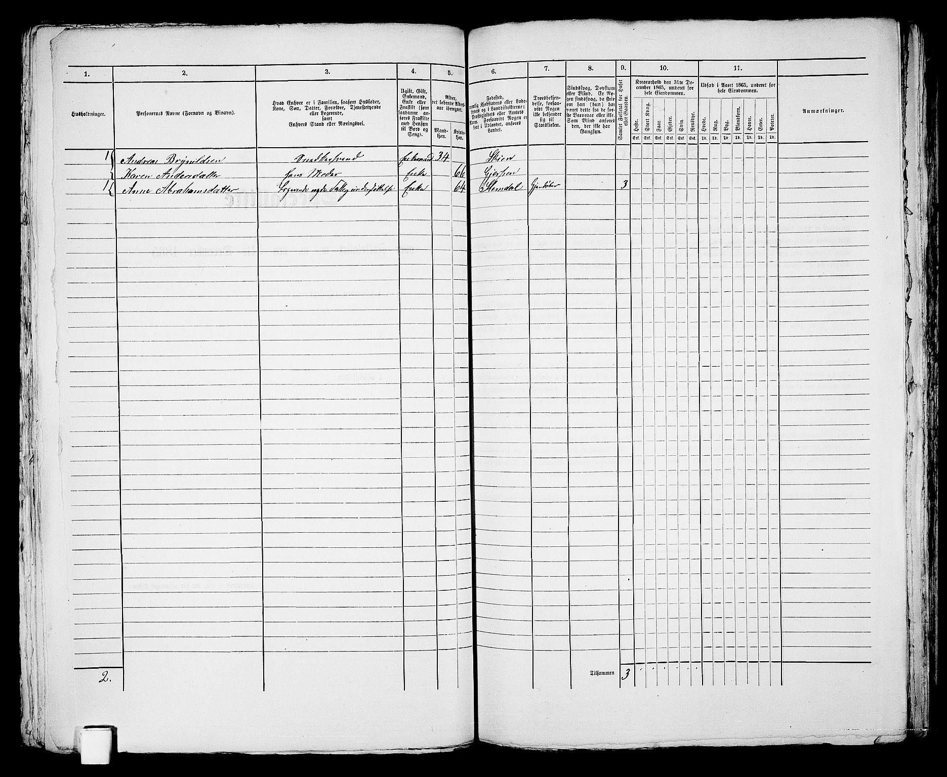 RA, 1865 census for Skien, 1865, p. 986