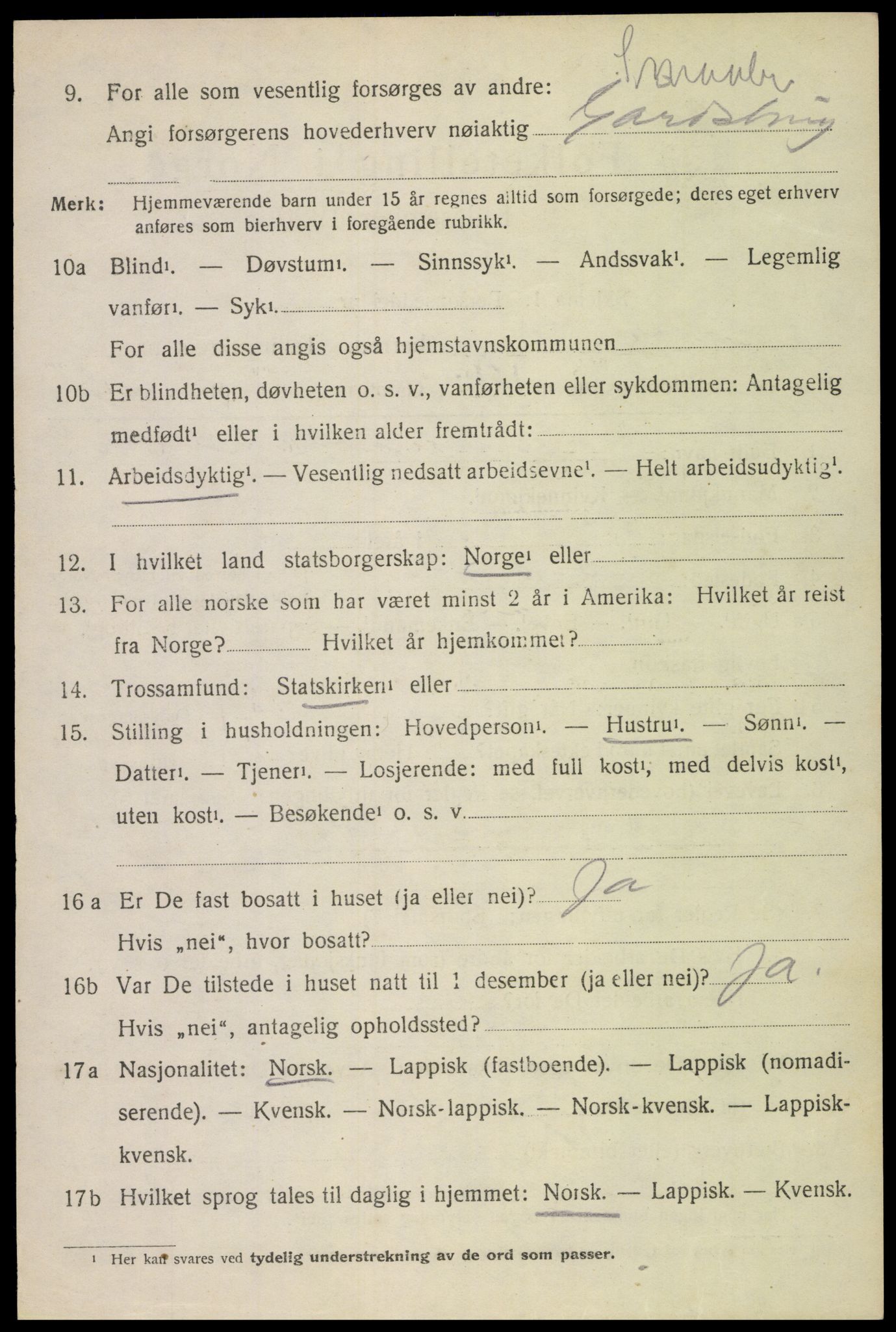 SAT, 1920 census for Gimsøy, 1920, p. 1648