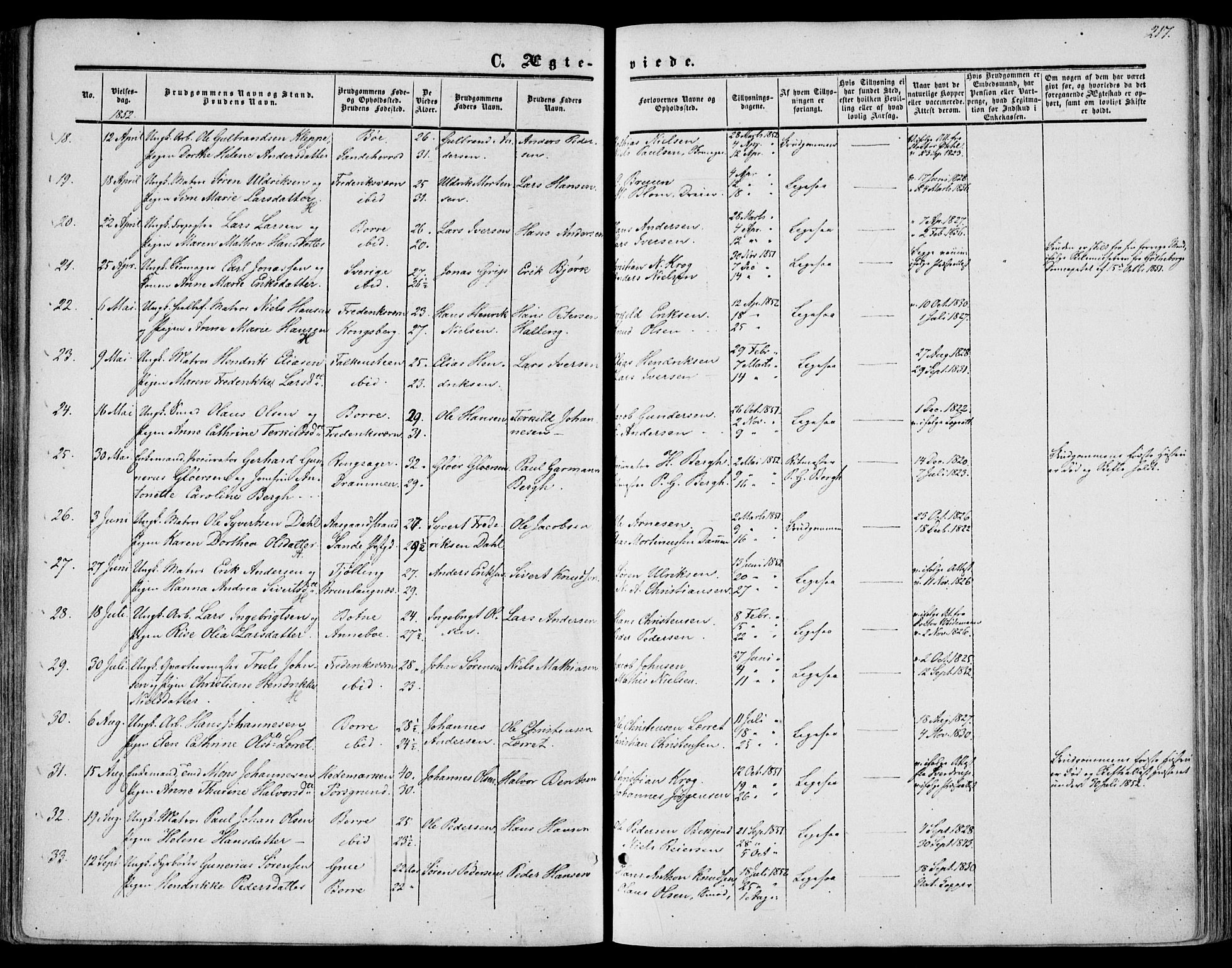 Borre kirkebøker, SAKO/A-338/F/Fa/L0006: Parish register (official) no. I 6, 1852-1862, p. 217