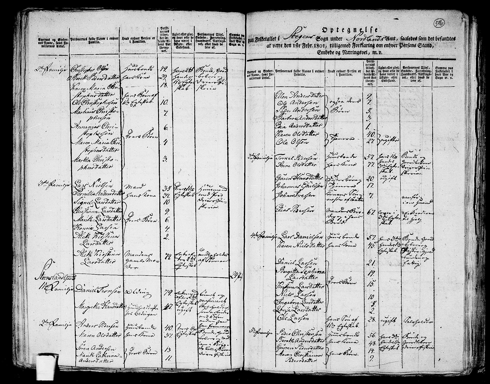 RA, 1801 census for 1848P Steigen, 1801, p. 515b-516a