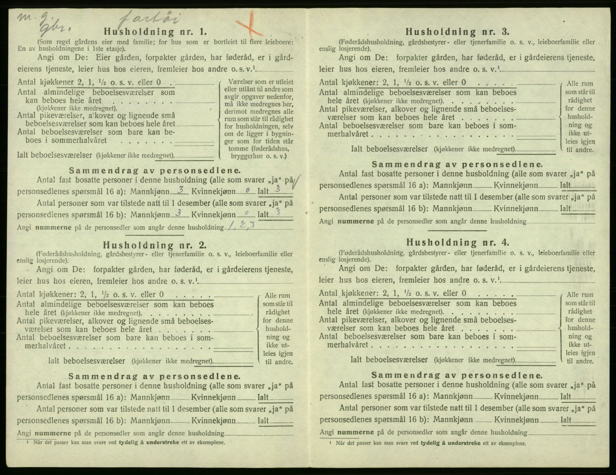 SAB, 1920 census for Fitjar, 1920, p. 410