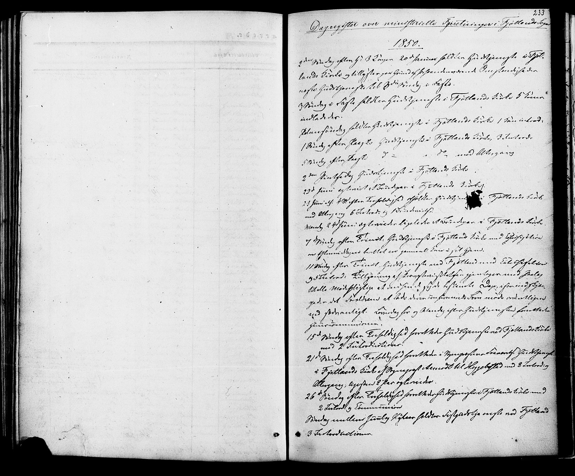 Fjotland sokneprestkontor, AV/SAK-1111-0010/F/Fa/L0001: Parish register (official) no. A 1, 1850-1879, p. 233